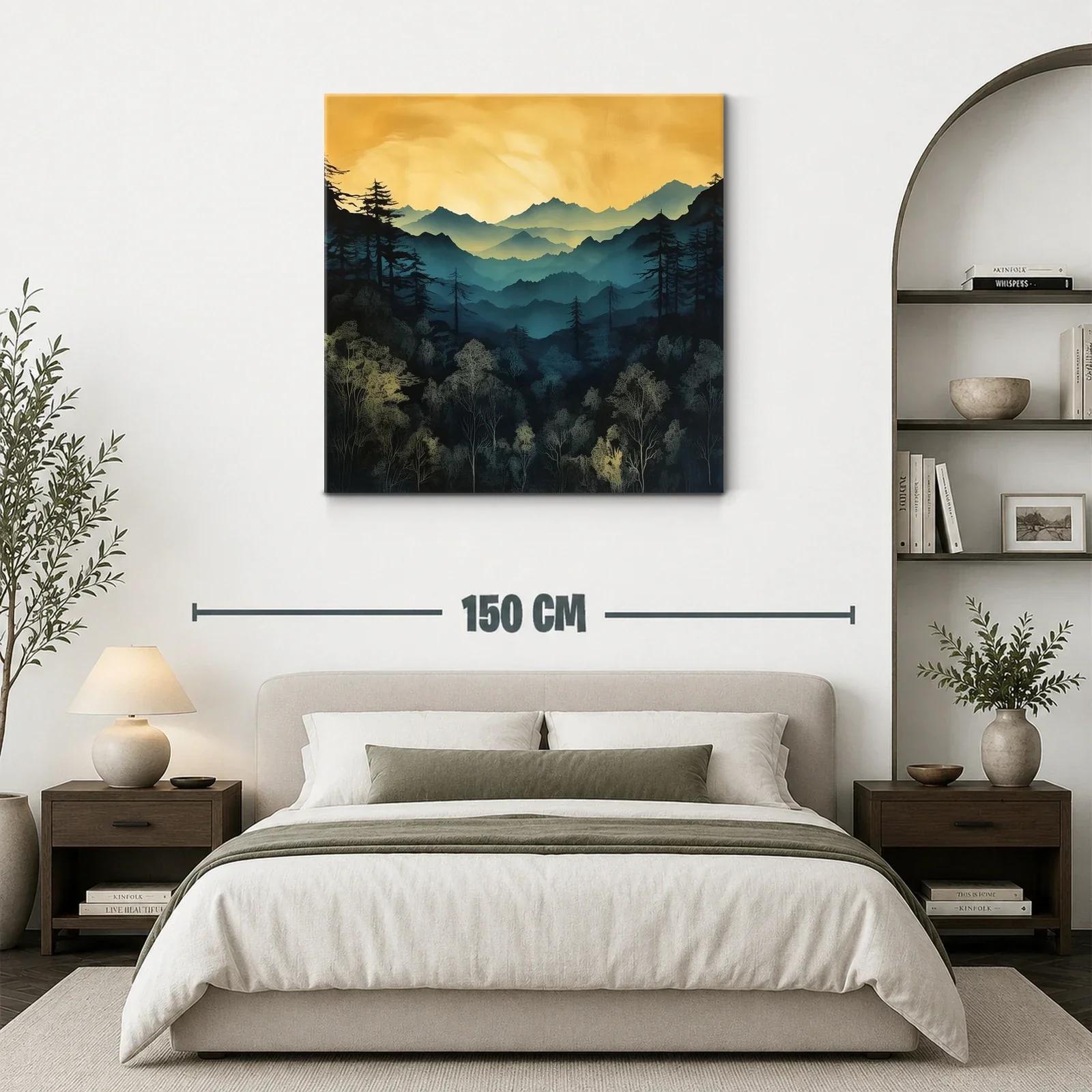 Atardecer dorado sobre montañas y bosques silentes — miniatura 3