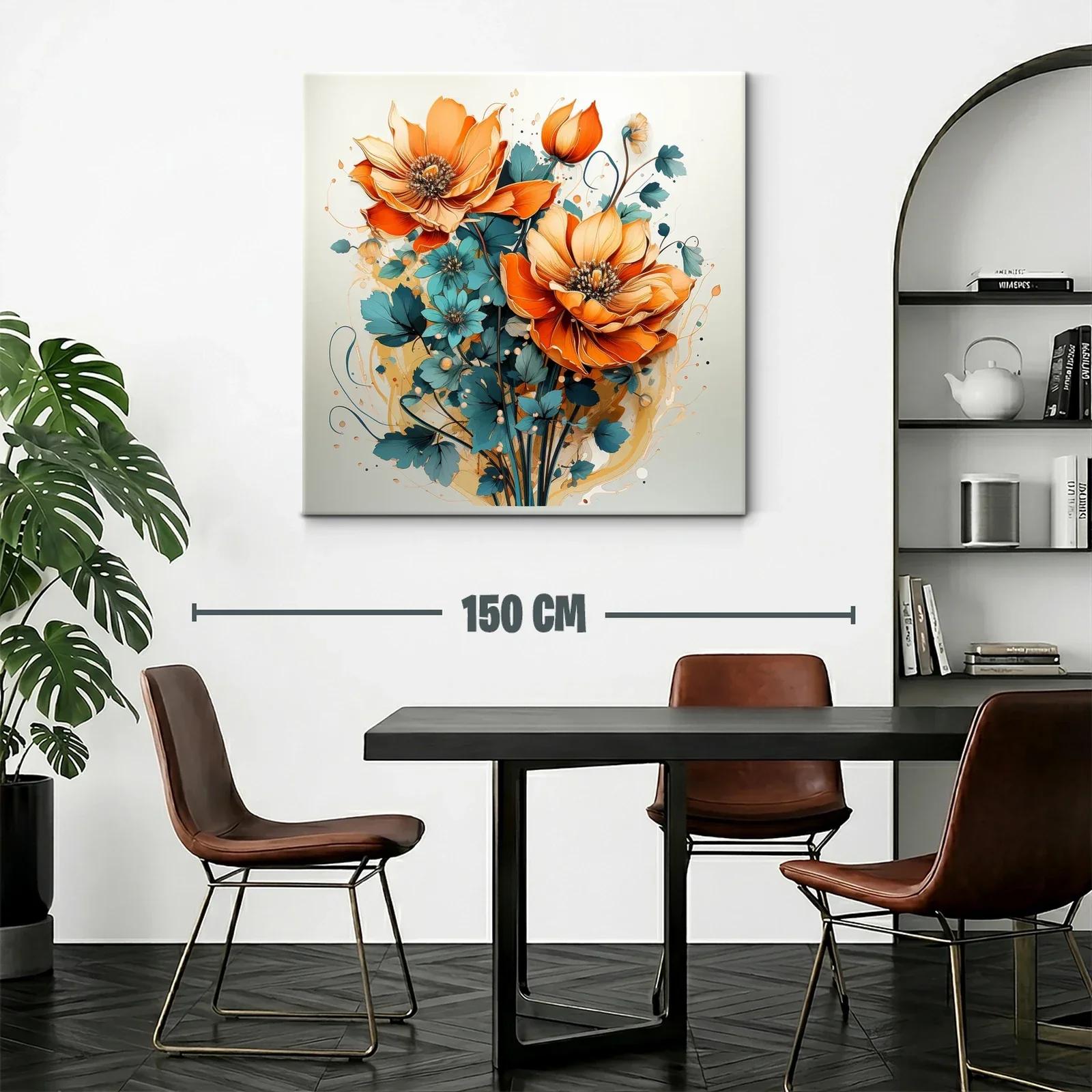 Exuberante ramo floral con vibrantes tonos naranja y azul — miniatura 2