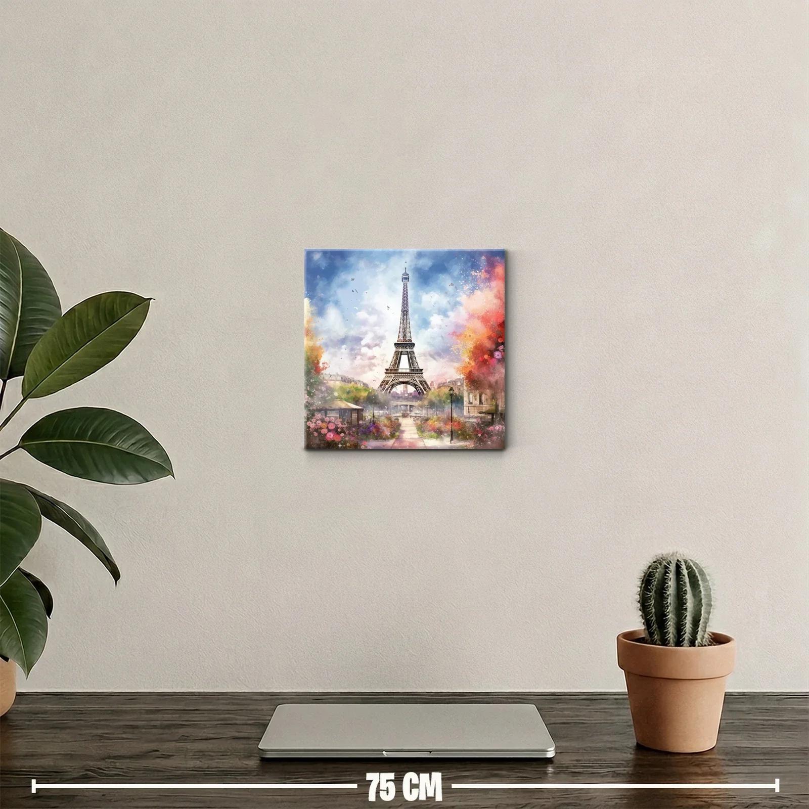 Paisaje con Torre Eiffel y Jardines en Colores Vibrantes — miniatura 2
