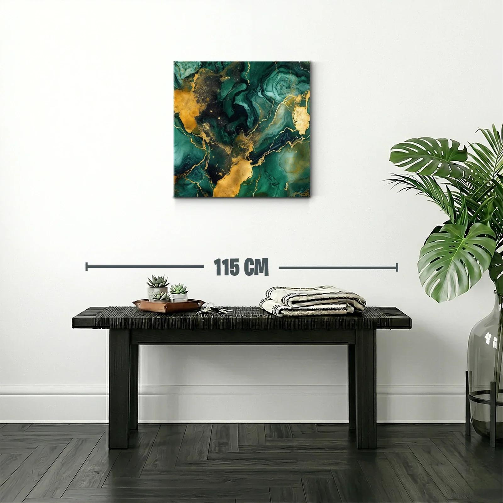 Composición abstracta en tonos verdes y dorados elegantes — miniatura 2