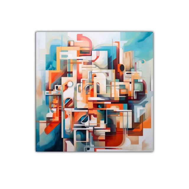 Composición abstracta con formas geométricas y tonos cálidos