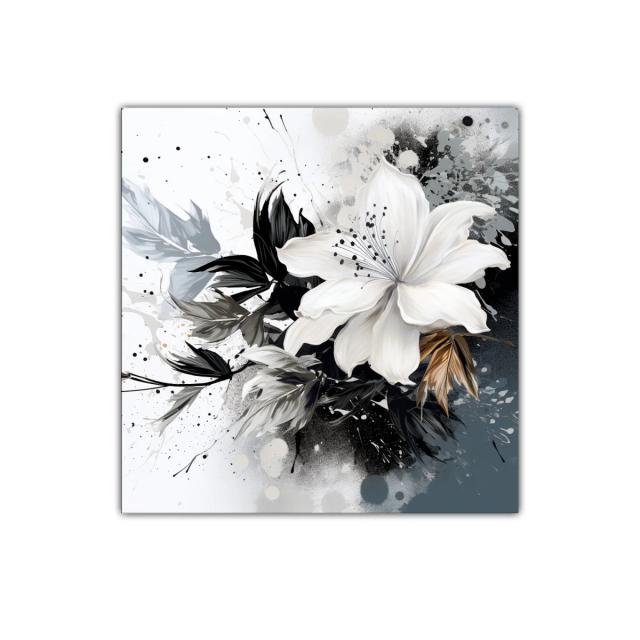Cuadro decorativo flor blanca con tonos neutros y elegantes
