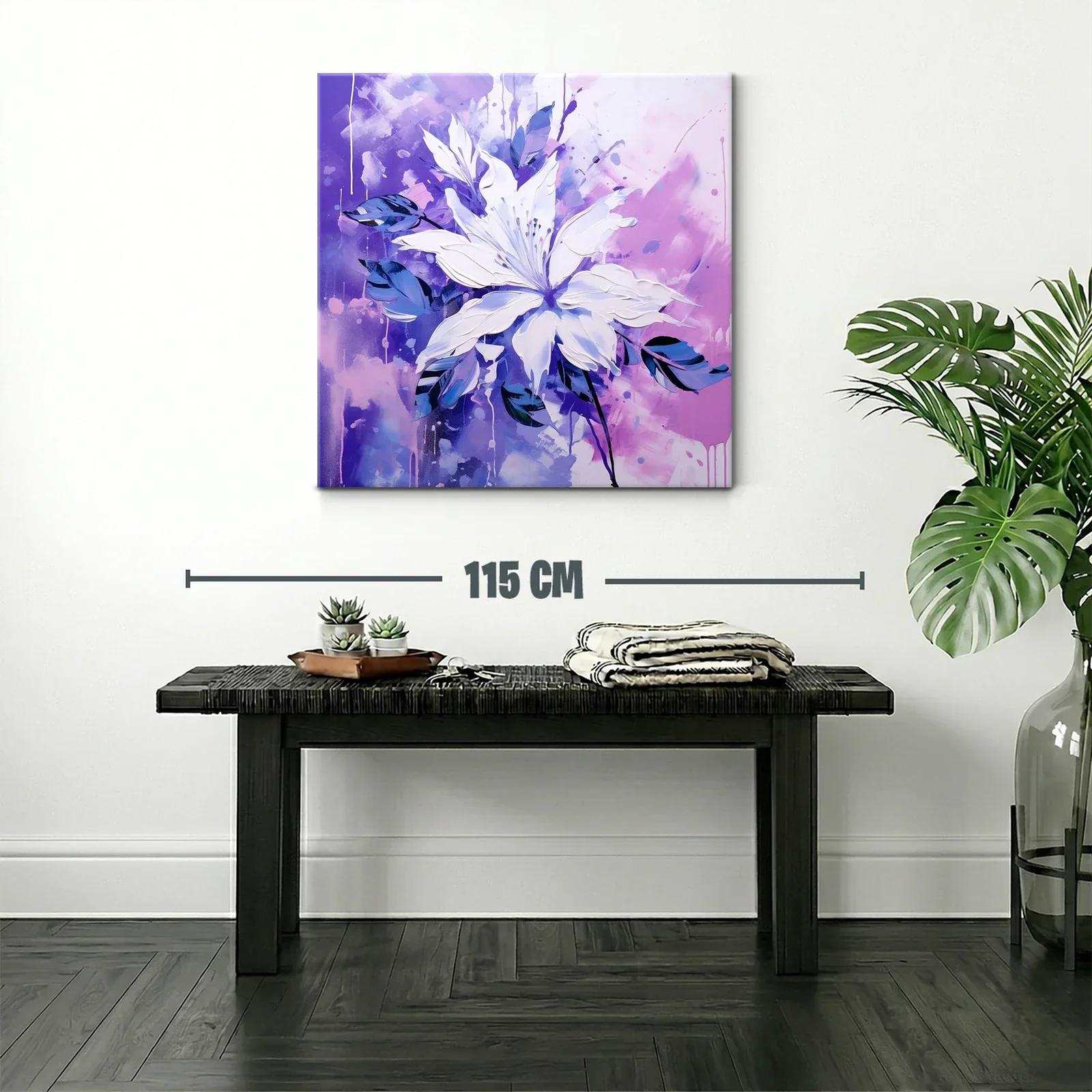 Flor blanca sobre fondo vibrante en tonos violetas y azules — miniatura 2