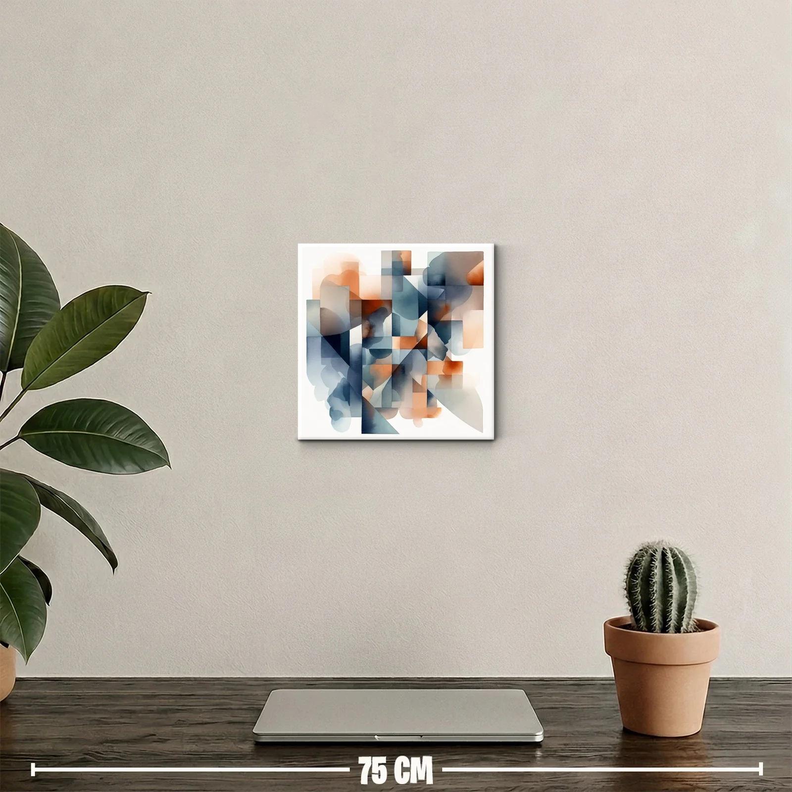 Cuadro abstracto con tonos cálidos y fríos para decoración moderna — miniatura 2