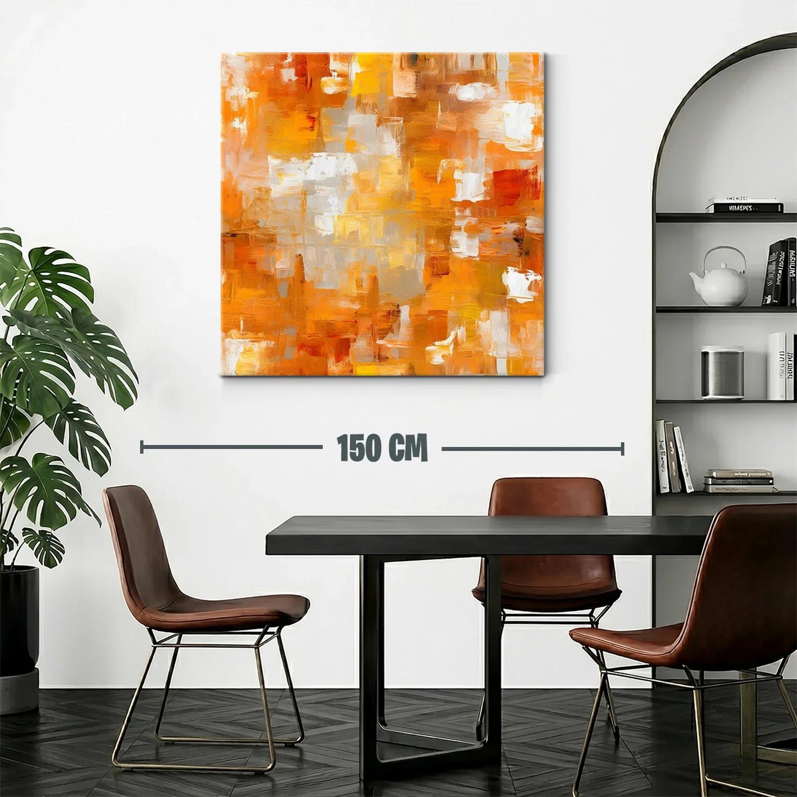Cuadro abstracto con tonos cálidos y naranja vibrante — miniatura 2