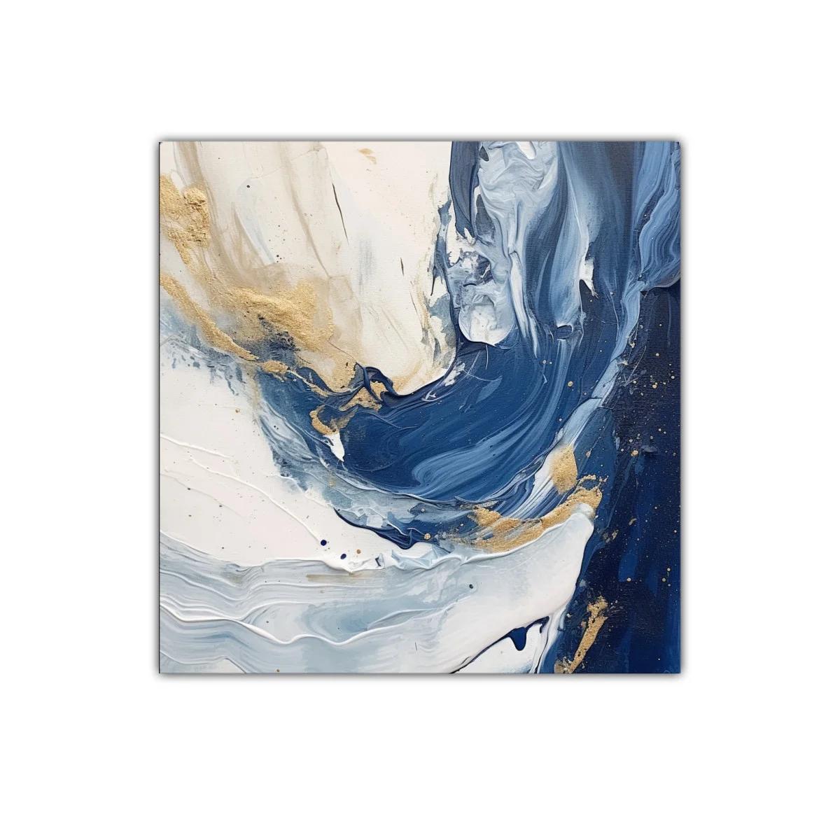 Cuadro abstracto con tonos azules y dorados para decoración — imagen principal
