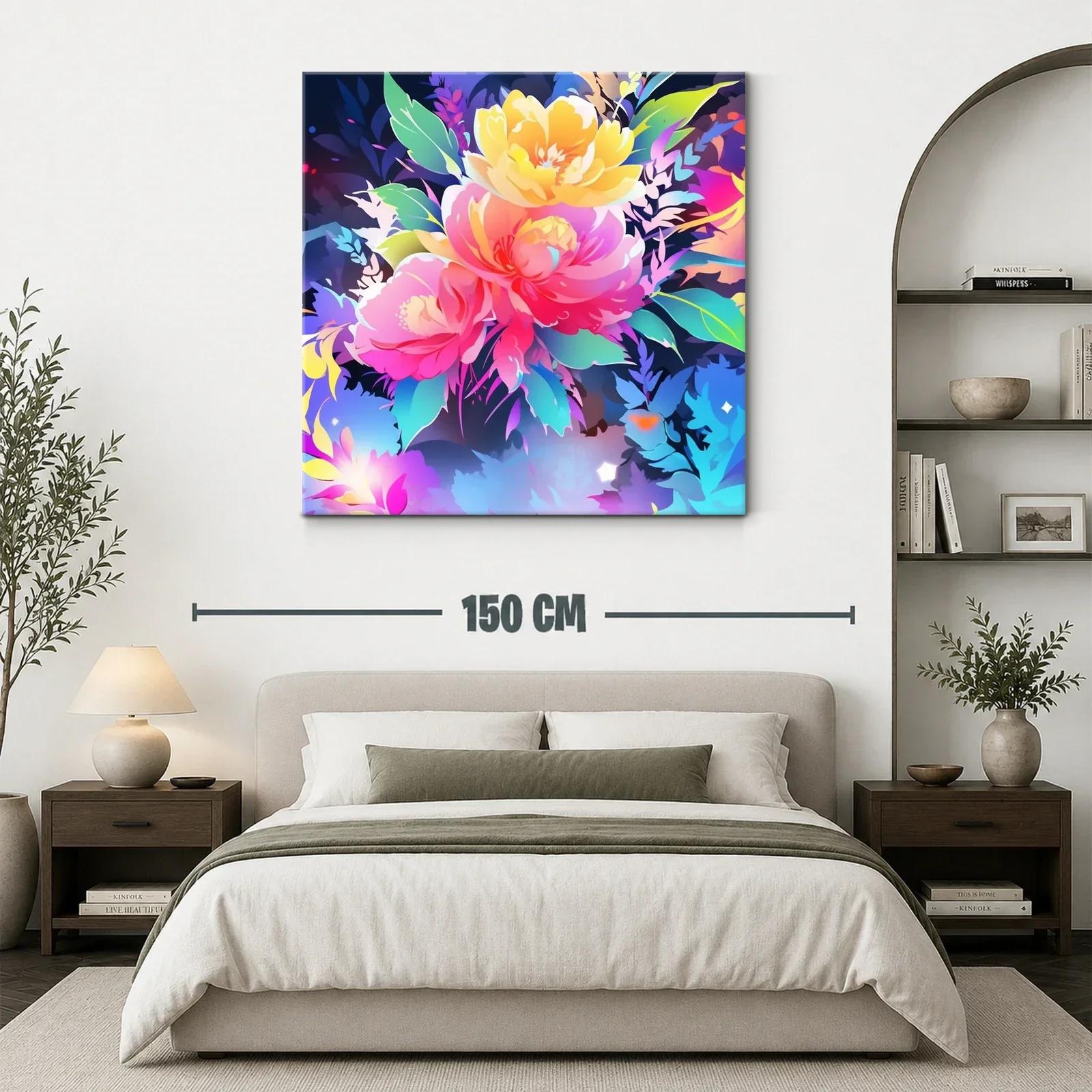 Cuadro vibrante con flores en tonos intensos y contrastantes — miniatura 3