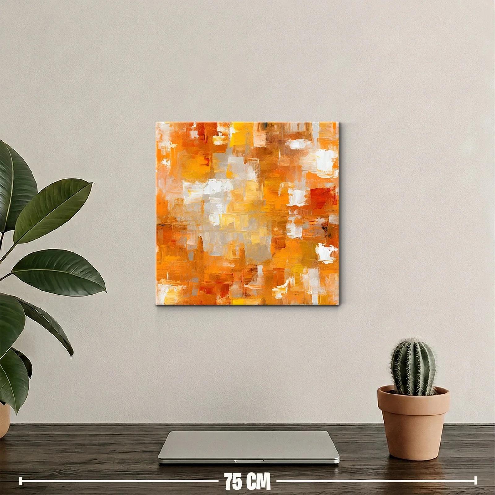 Cuadro abstracto con tonos cálidos y naranja vibrante — miniatura 2