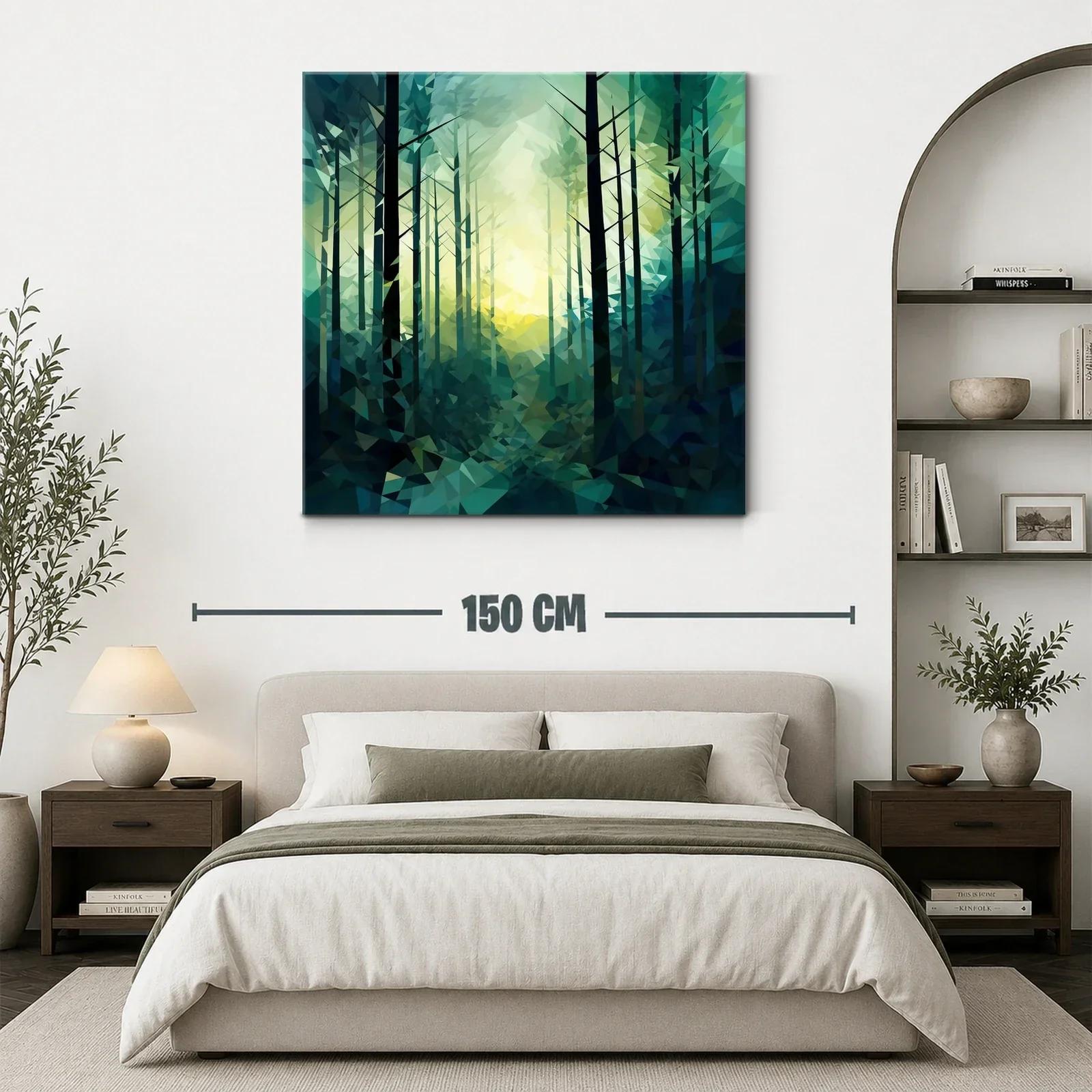 Bosque abstracto con tonos verdes y luz central — miniatura 3