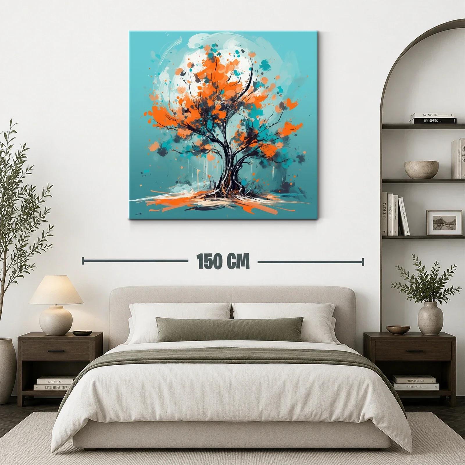 Árbol vibrante con tonos naranjas y turquesas — miniatura 3
