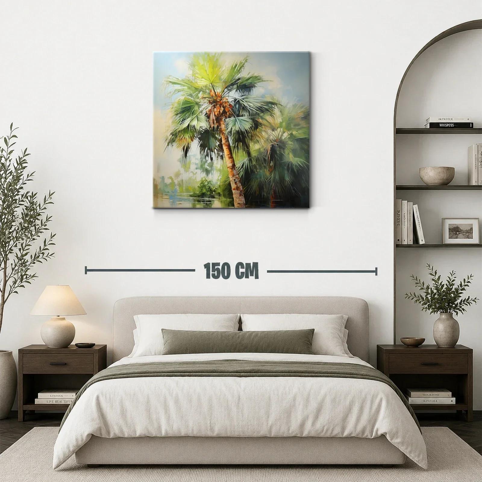 Palmera tropical con vibrantes tonos verdes y naranjas — miniatura 3