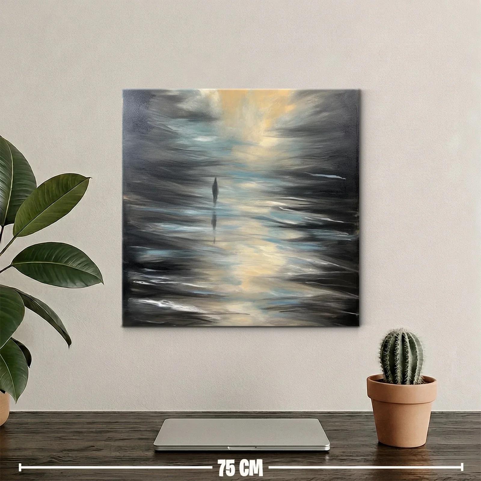 Paisaje abstracto con silueta entre reflejos luminosos — miniatura 2