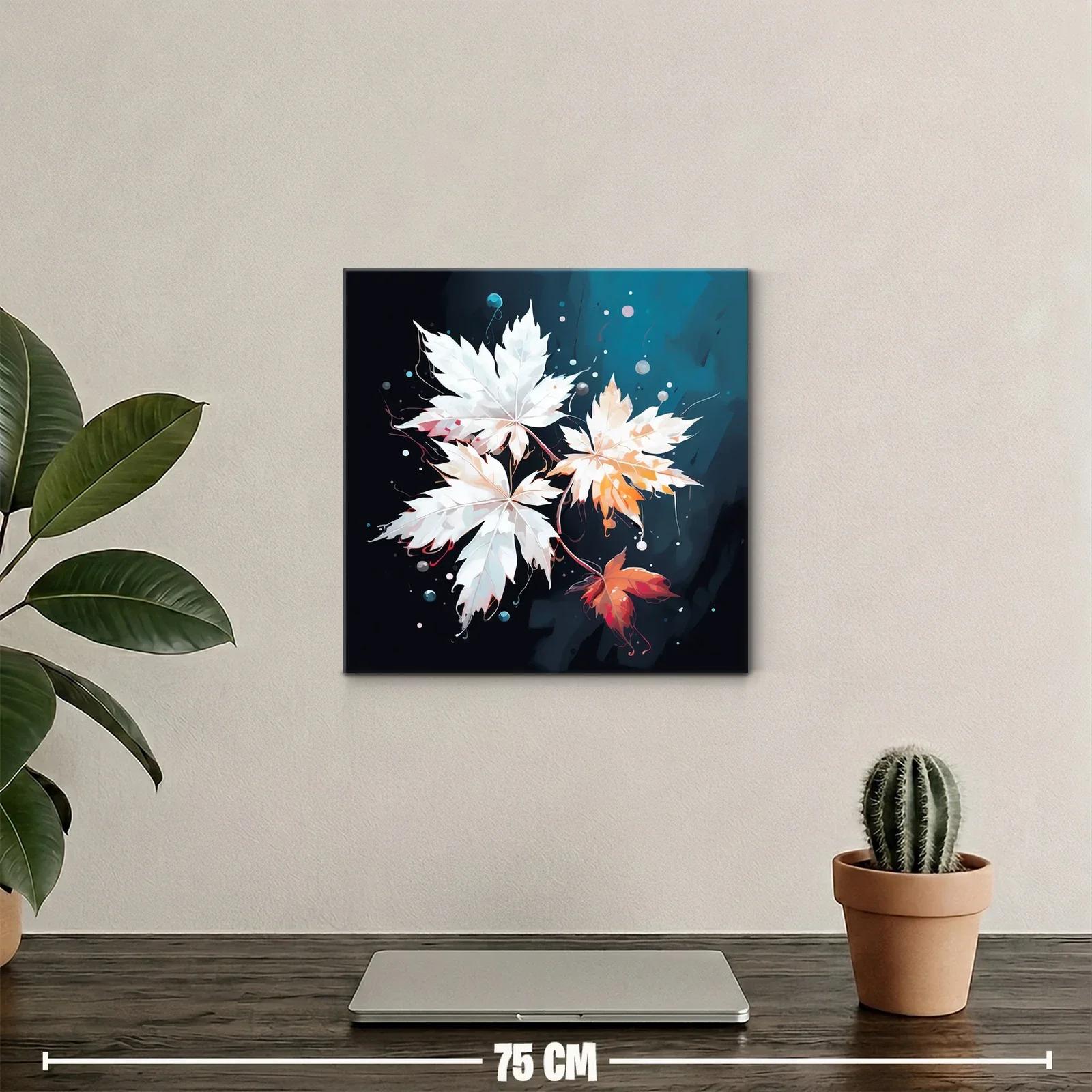 Elegancia natural en hojas flotantes sobre fondo azul — miniatura 2