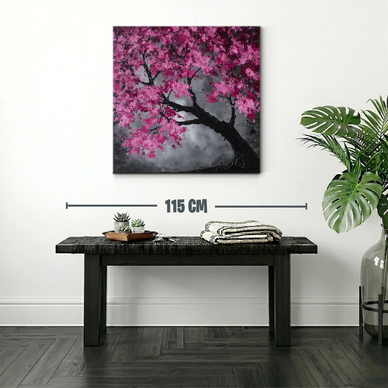 Árbol floreciente con tonos fucsia y fondo gris acero — miniatura 2