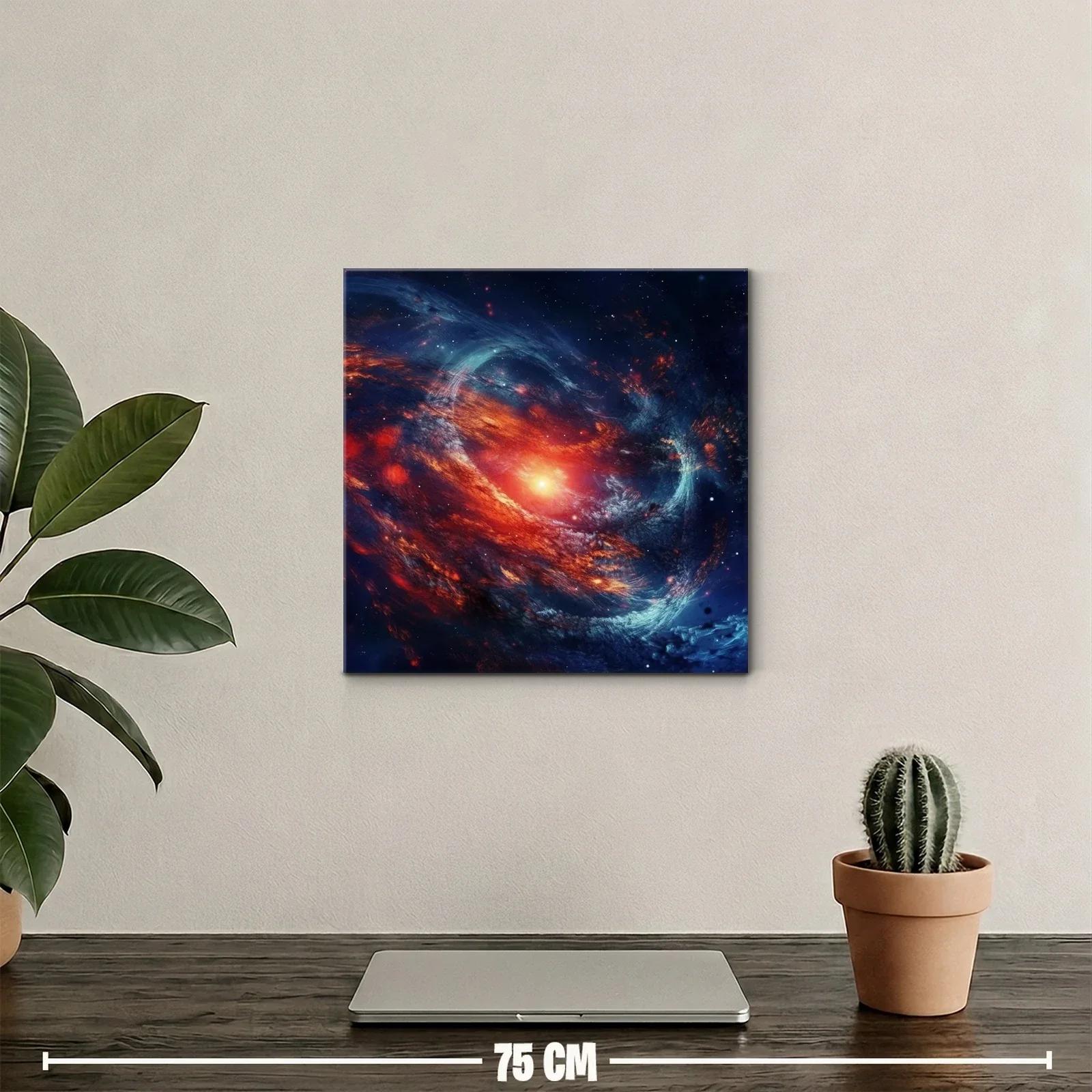 Cuadro artístico de galaxia en vibrantes tonos rojos y azules — miniatura 2