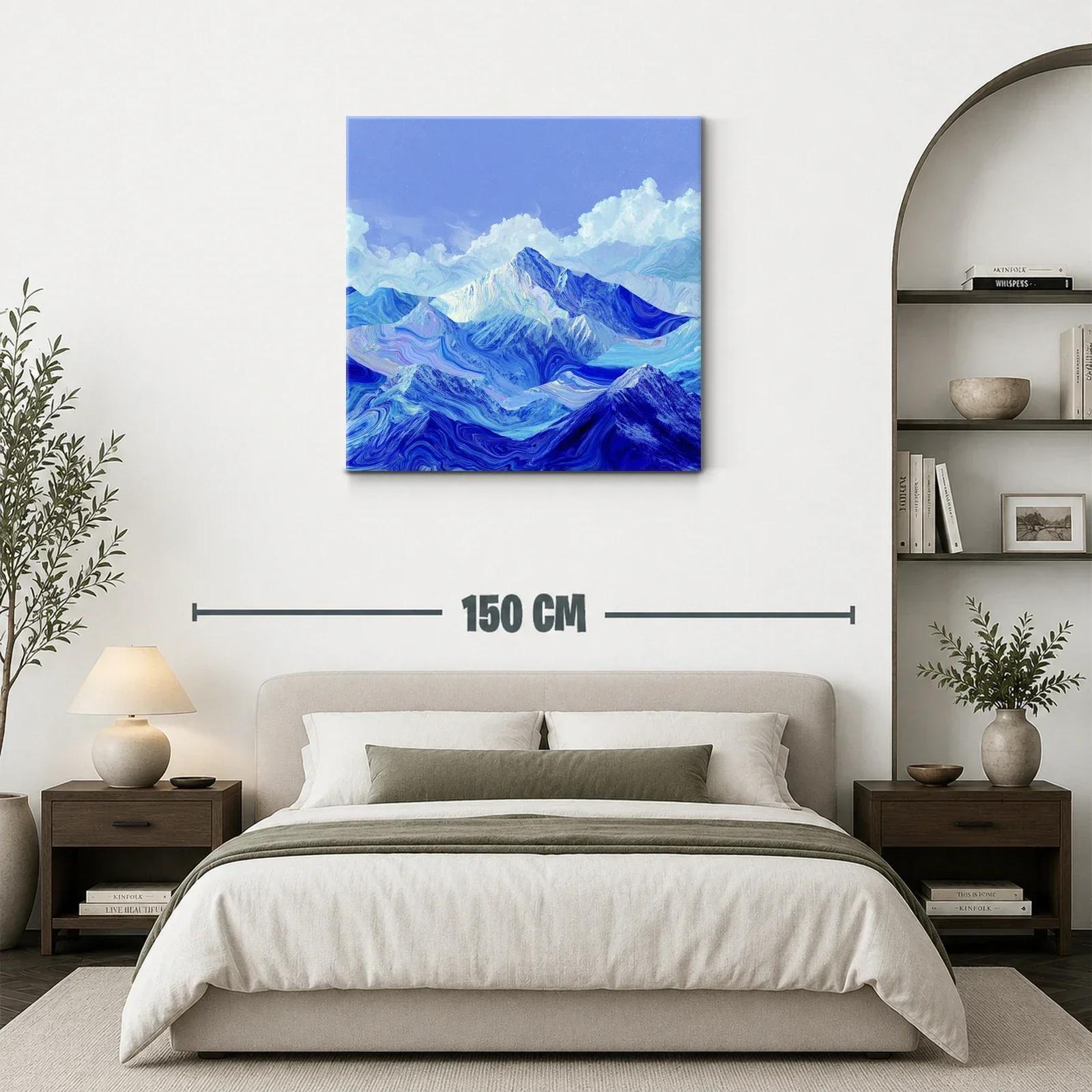 Montañas azules con texturas onduladas y cielo nublado — miniatura 3