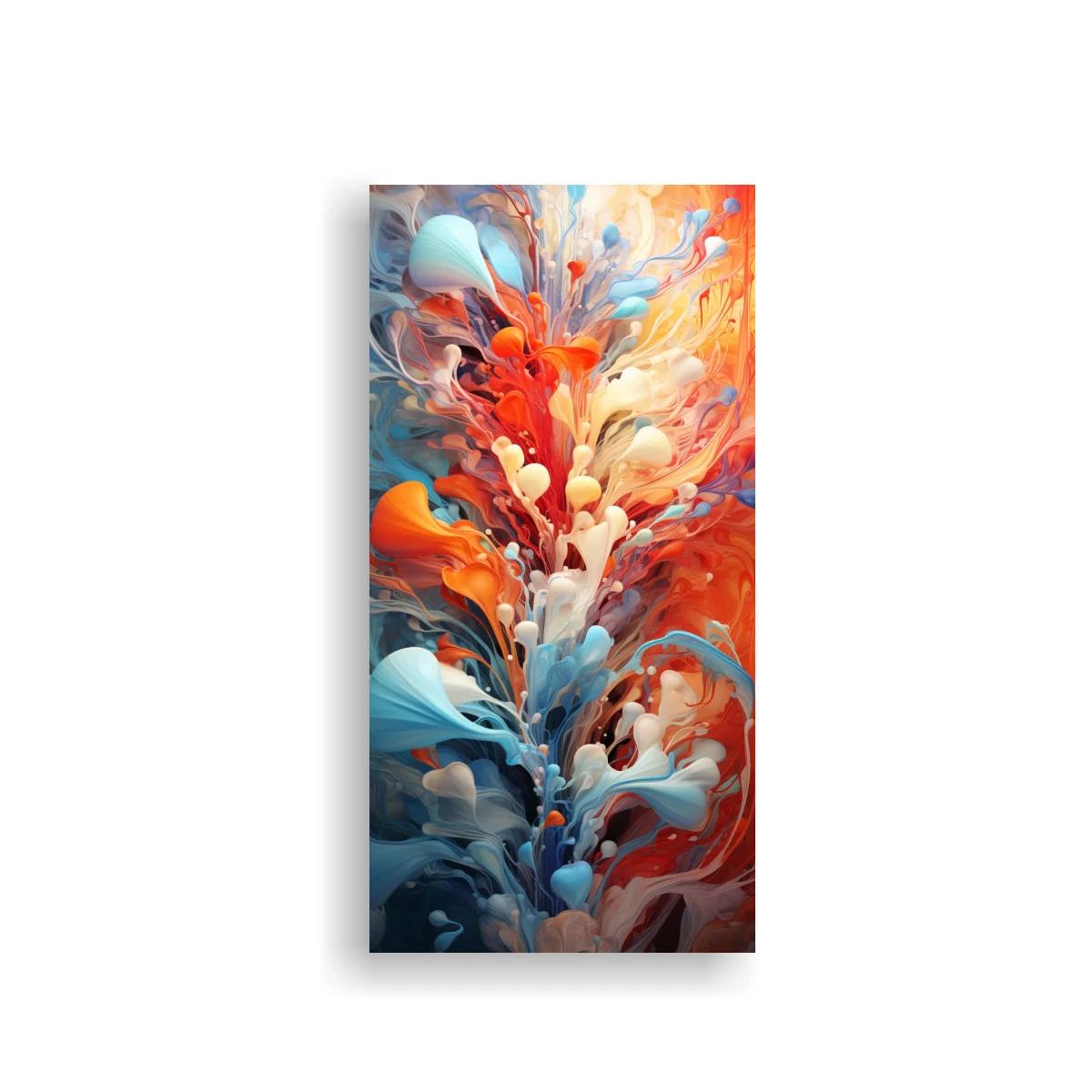 Cuadro remolino abstracto en azul coral y crema — imagen principal