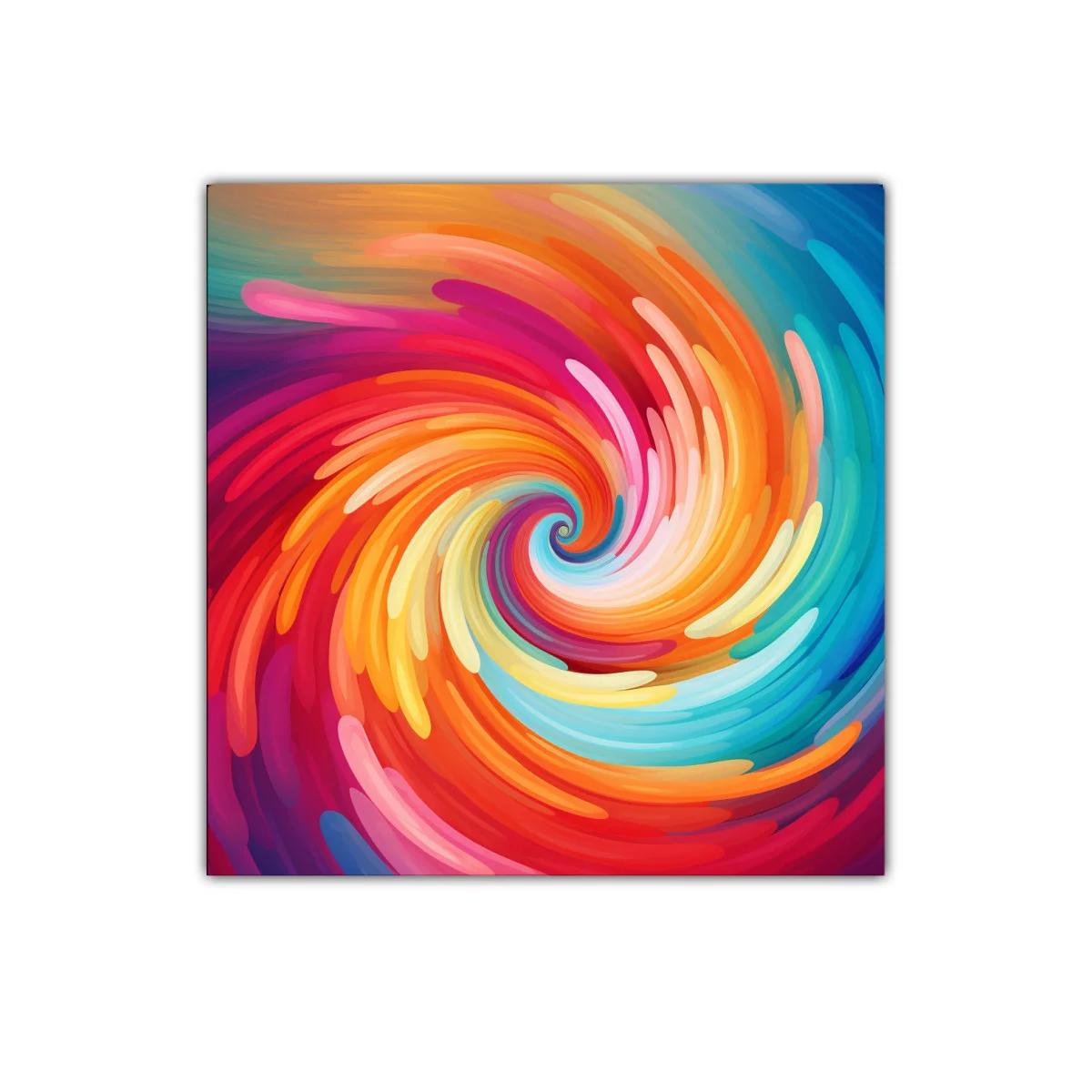 Cuadro abstracto espiral vibrante en tonos cálidos y fríos — imagen principal