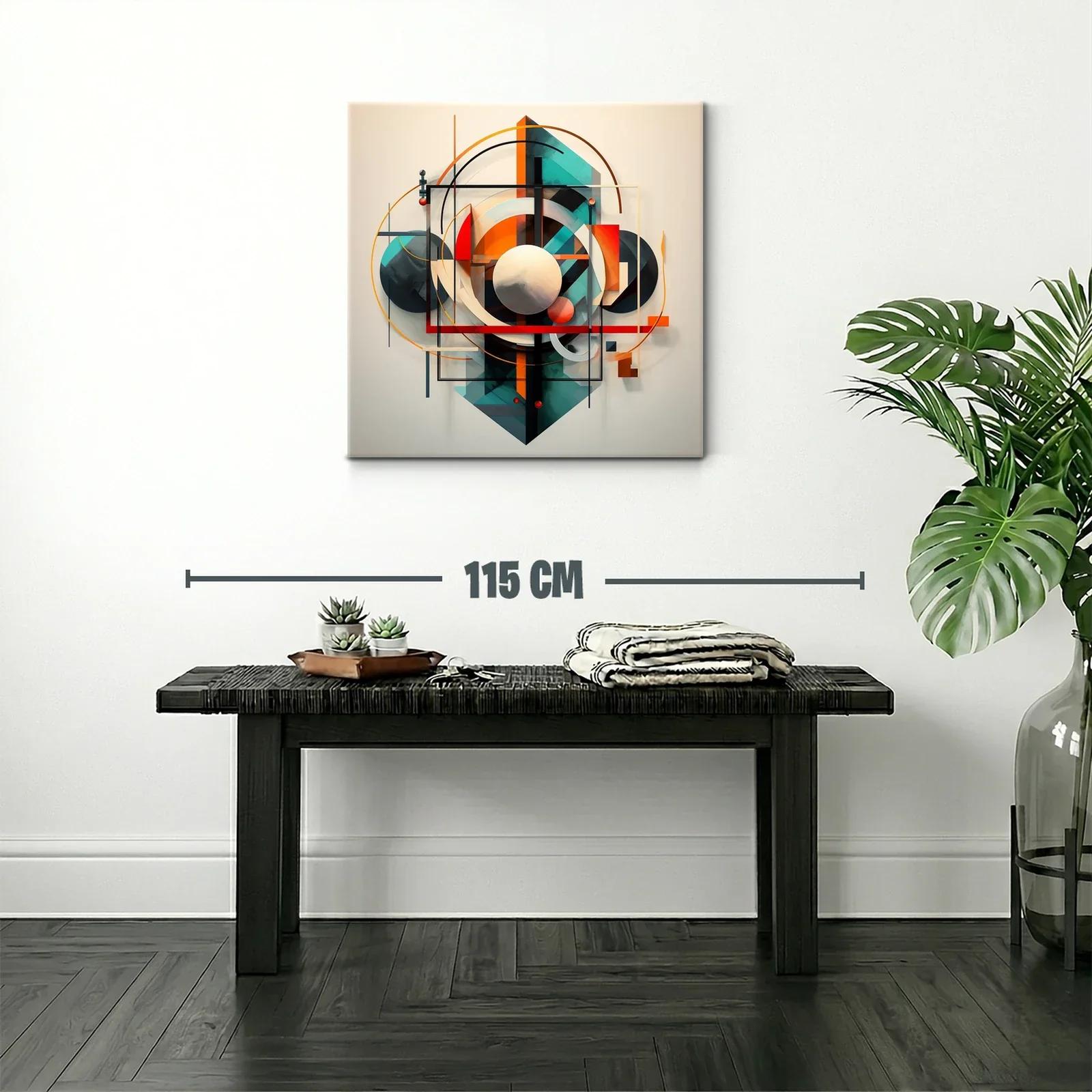 Composición Abstracta Geométrica en Tonos Cálidos y Fríos — miniatura 2