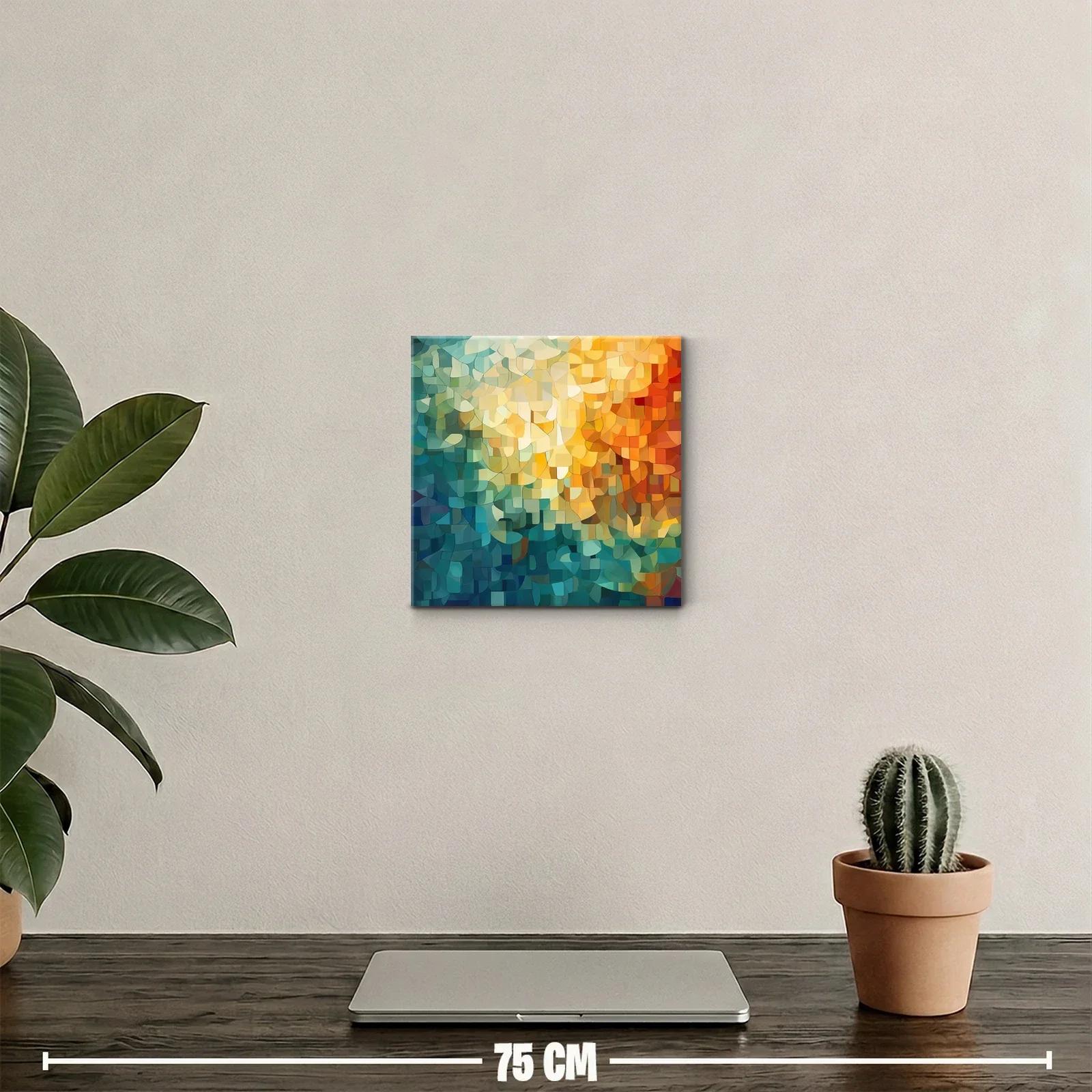 Cuadro Abstracto con Paleta Cálida y Fría en Composición Orgánica — miniatura 2