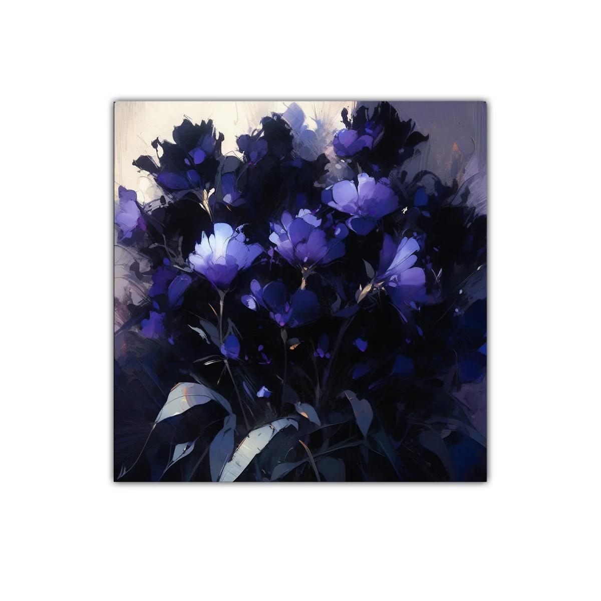 Cuadro decorativo con floración en tonos morados y azulados — imagen principal