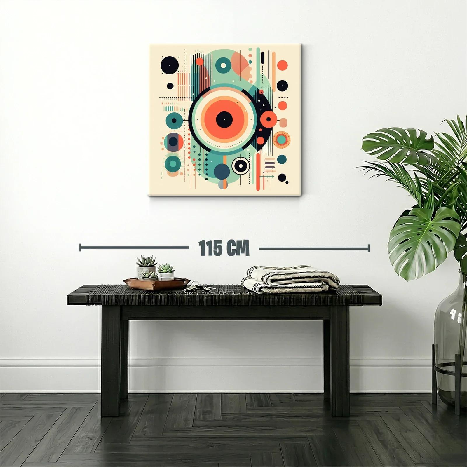 Cuadro Abstracto con Formas Circulares en Tonos Cálidos y Fríos — miniatura 2
