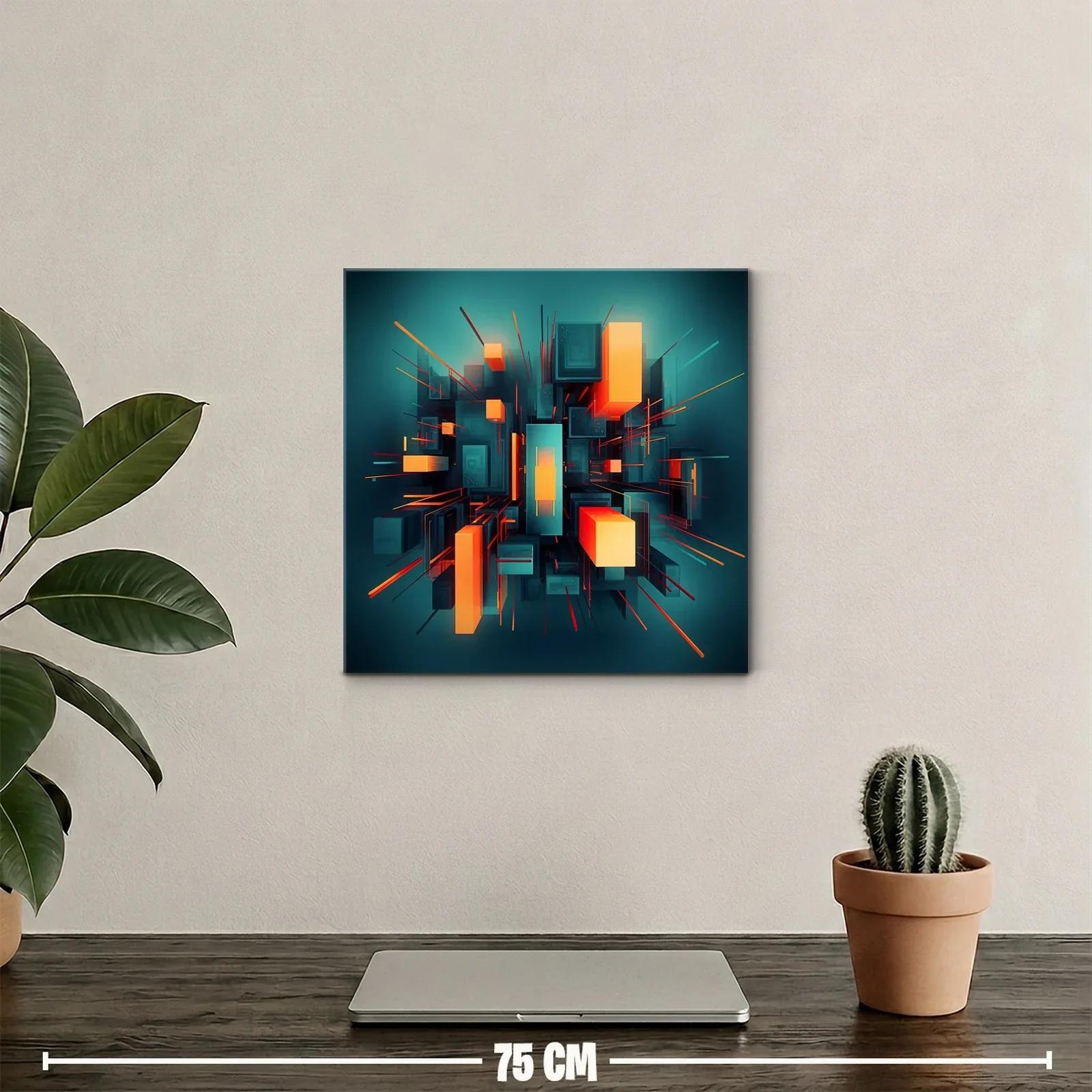 Composición geométrica vibrante en tonos azul y naranja — miniatura 2
