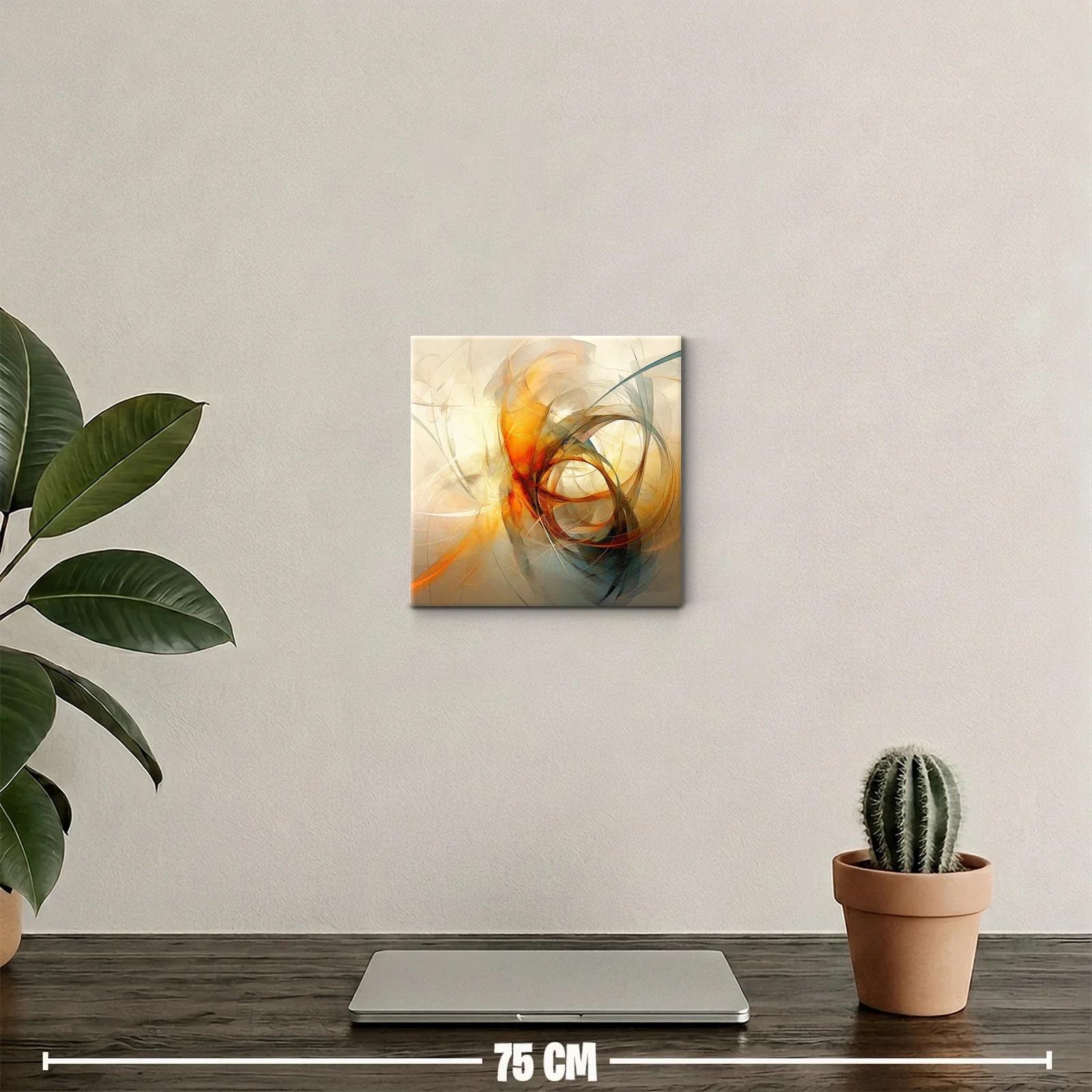 Cuadro Abstracto en Tonos Cálidos con Formas Dinámicas — miniatura 2