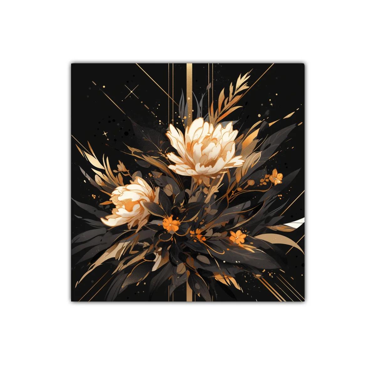 Elegancia floral con tonos dorados y negros para sofisticar espacios — imagen principal