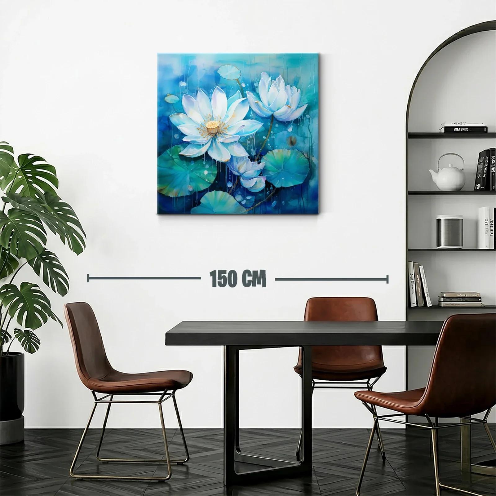 Elegancia de flores blancas sobre fondo azul profundo — miniatura 2