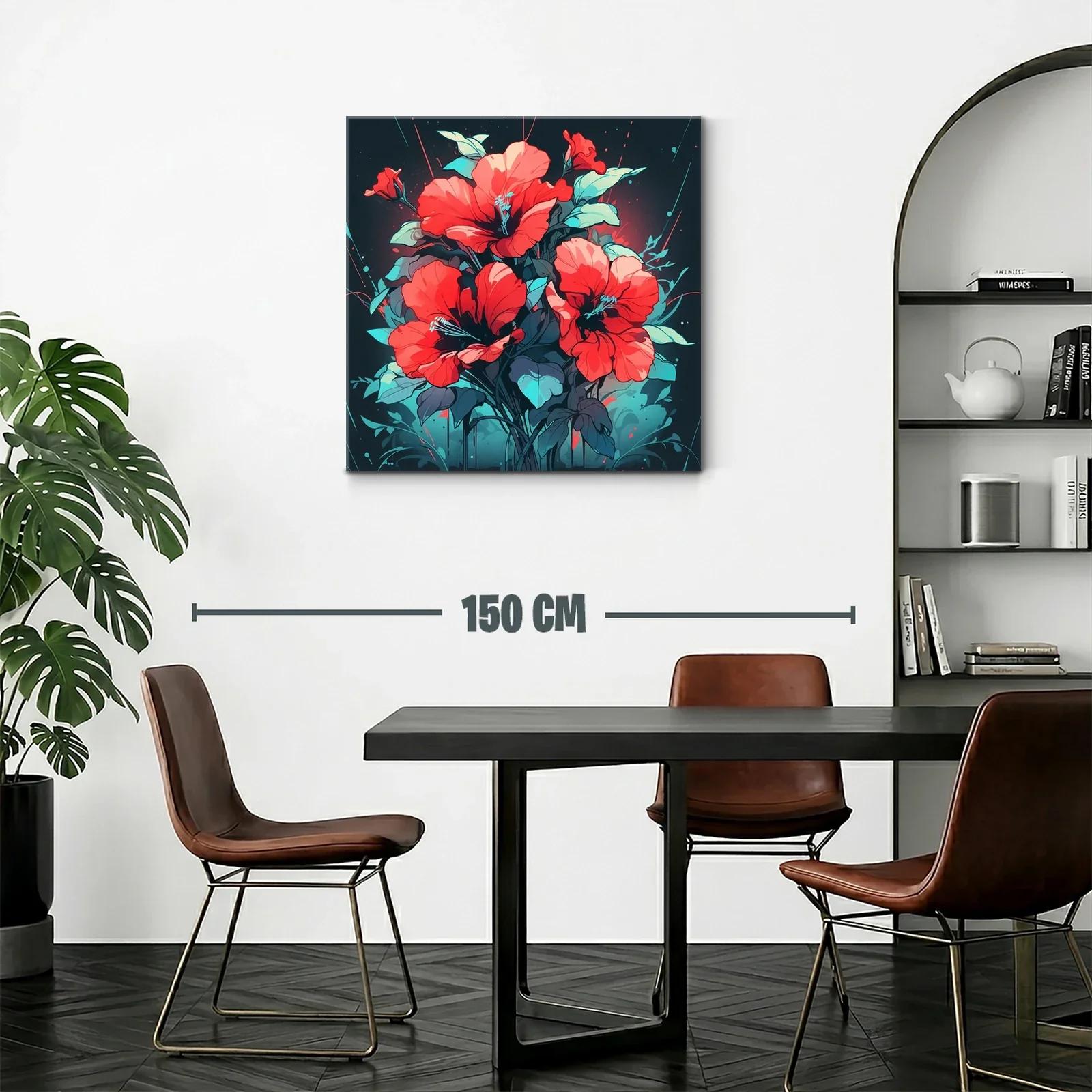 Ramo vibrante de flores rojas con toques celestes — miniatura 2