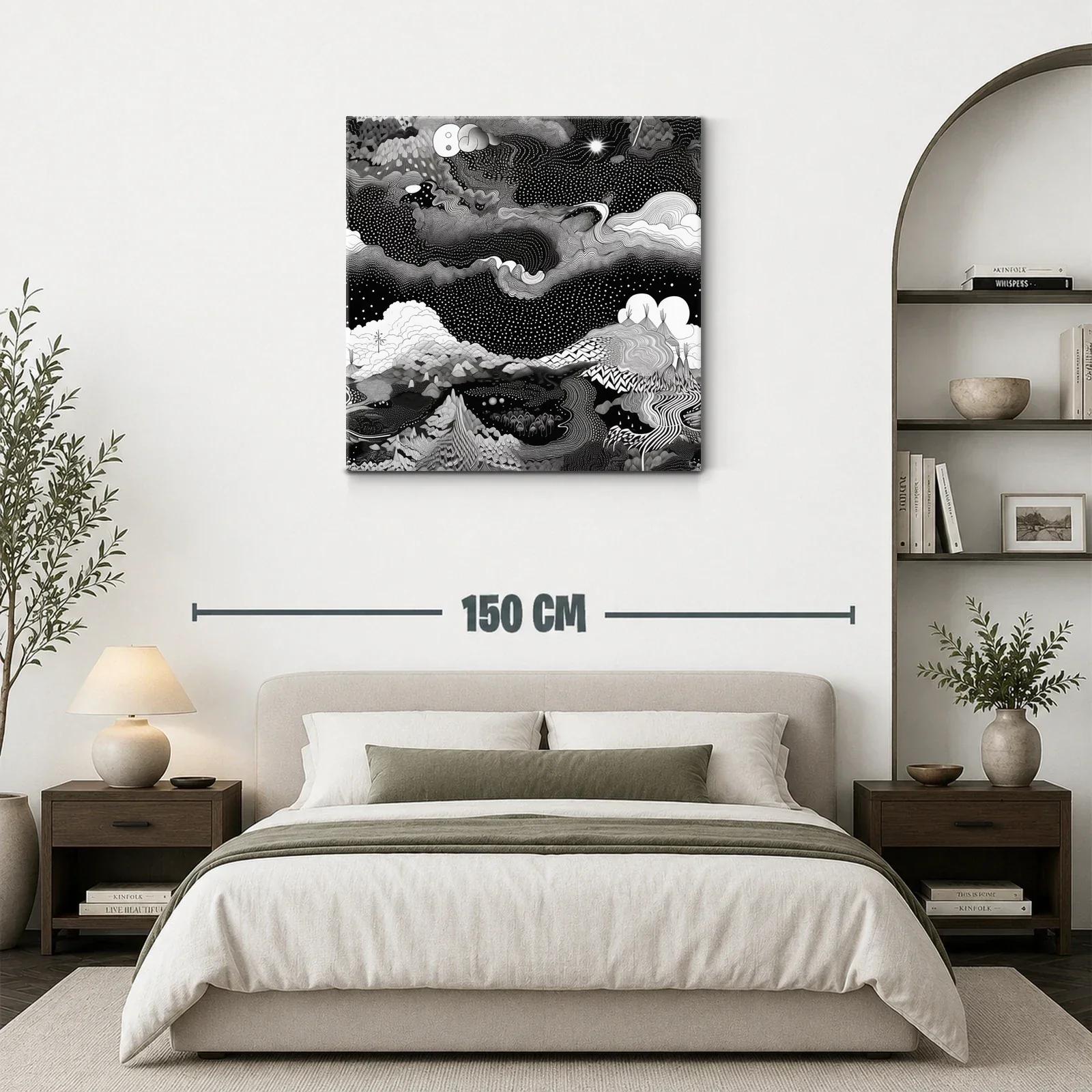 Paisaje cósmico abstracto en blanco y negro impactante — miniatura 3