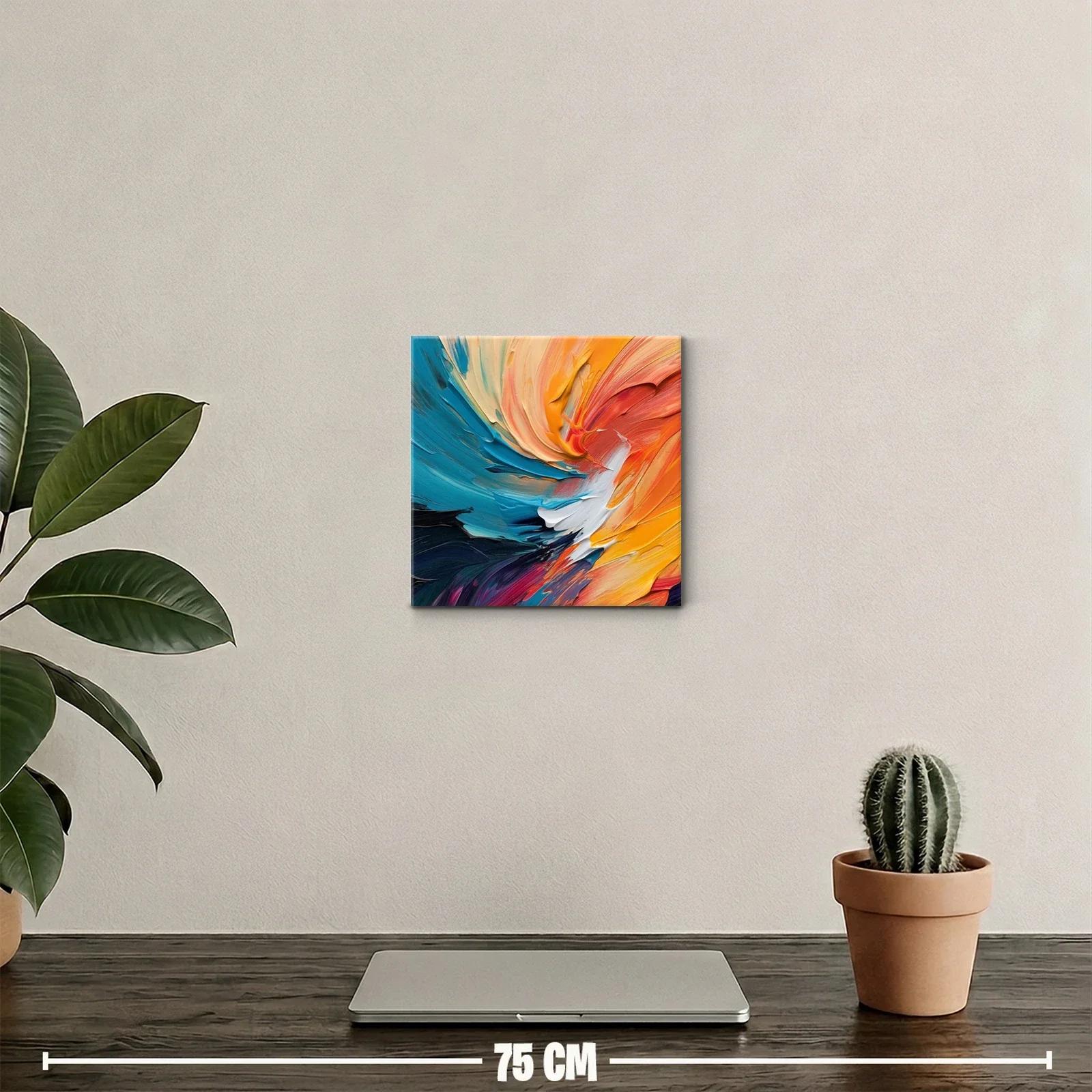Cuadro abstracto con explosión de colores vibrantes y textura dinámica — miniatura 2