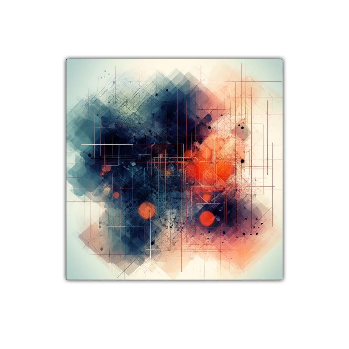 Cuadro abstracto con líneas y tonos vibrantes