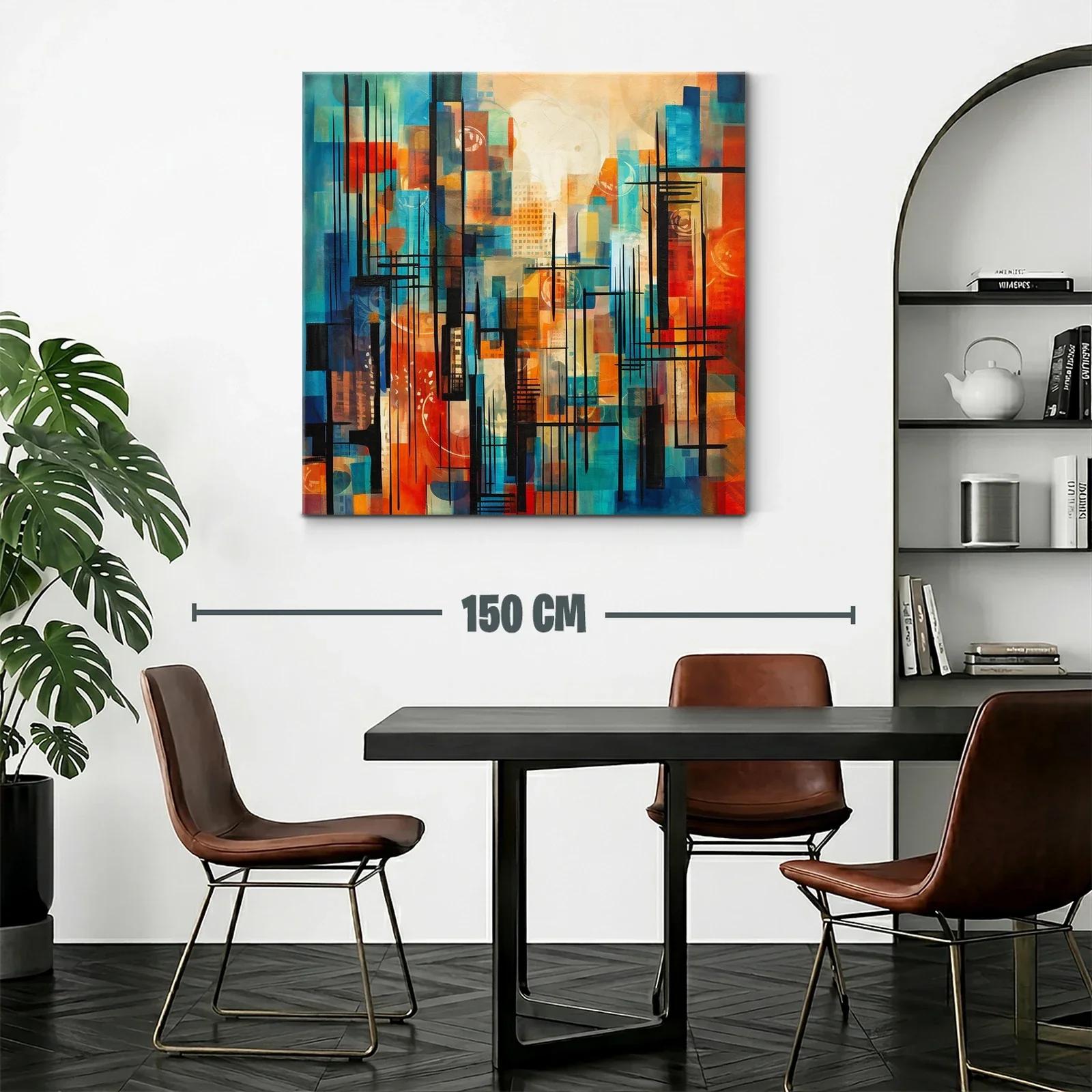 Composición abstracta urbana en tonos cálidos y fríos — miniatura 2