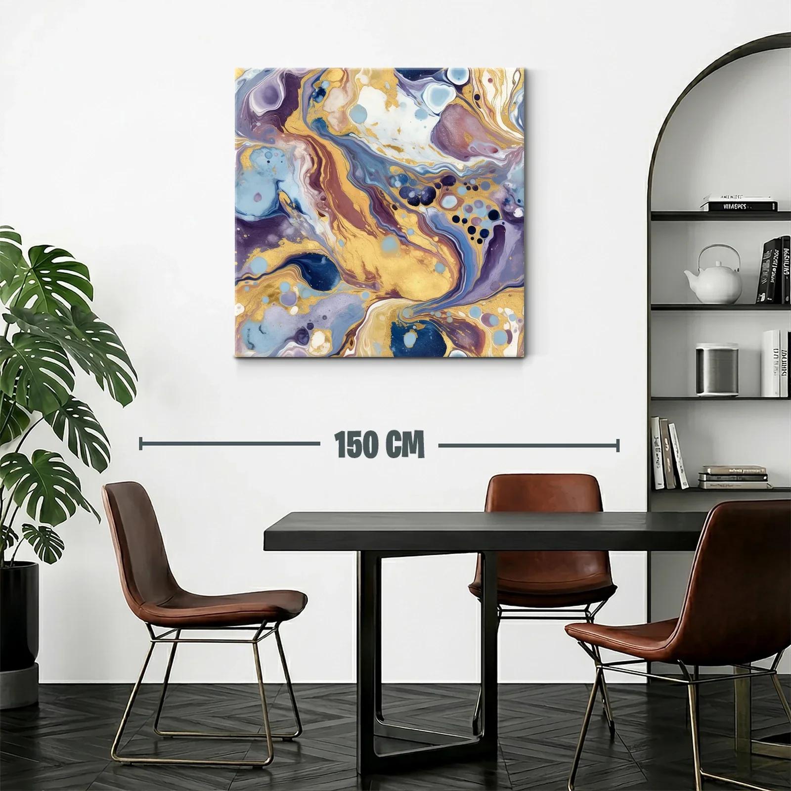 Cuadro abstracto con destellos dorados y tonos suaves — miniatura 2