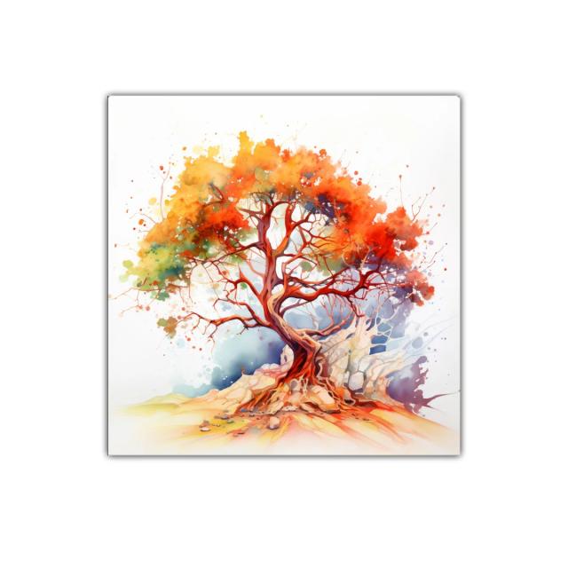 Árbol colorido con tonos cálidos y vibrantes