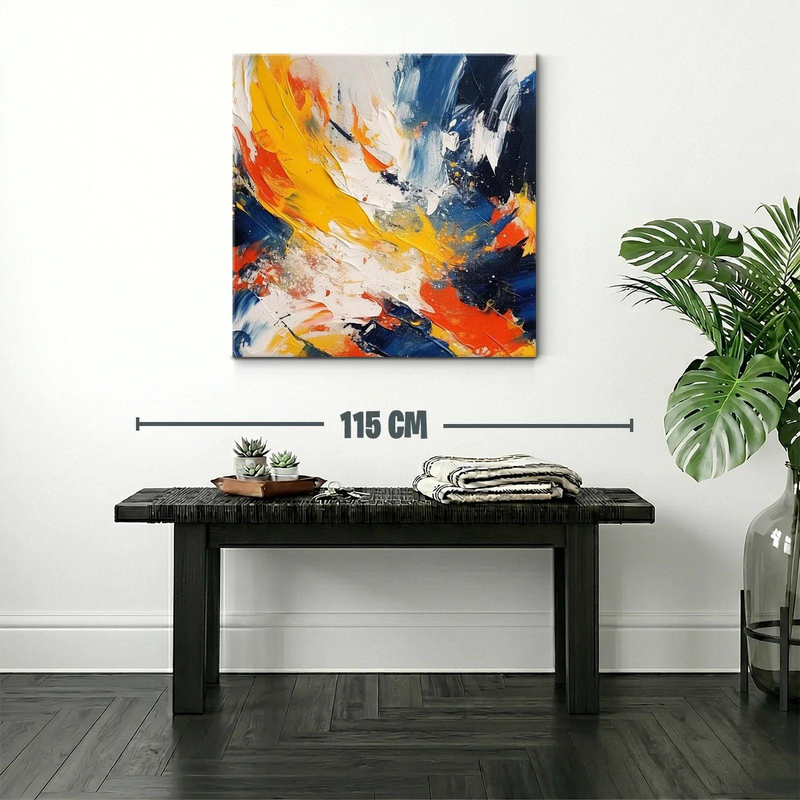 Cuadro abstracto con vivos contrastes en tonos cálidos y fríos — miniatura 2