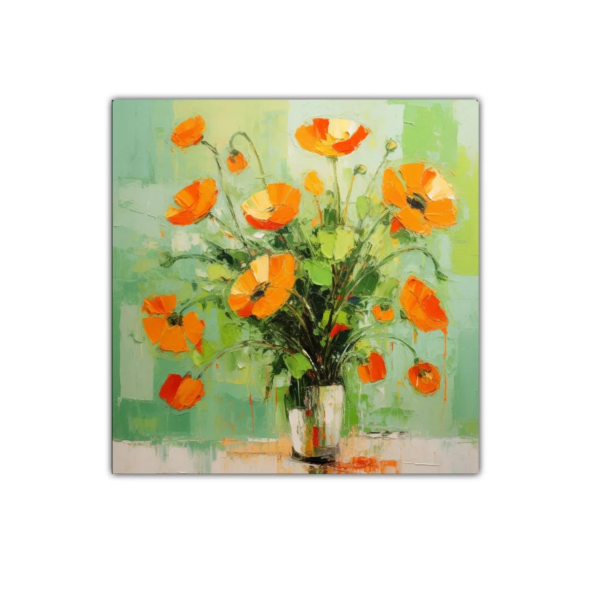 Cuadro decorativo con ramo de flores anaranjadas