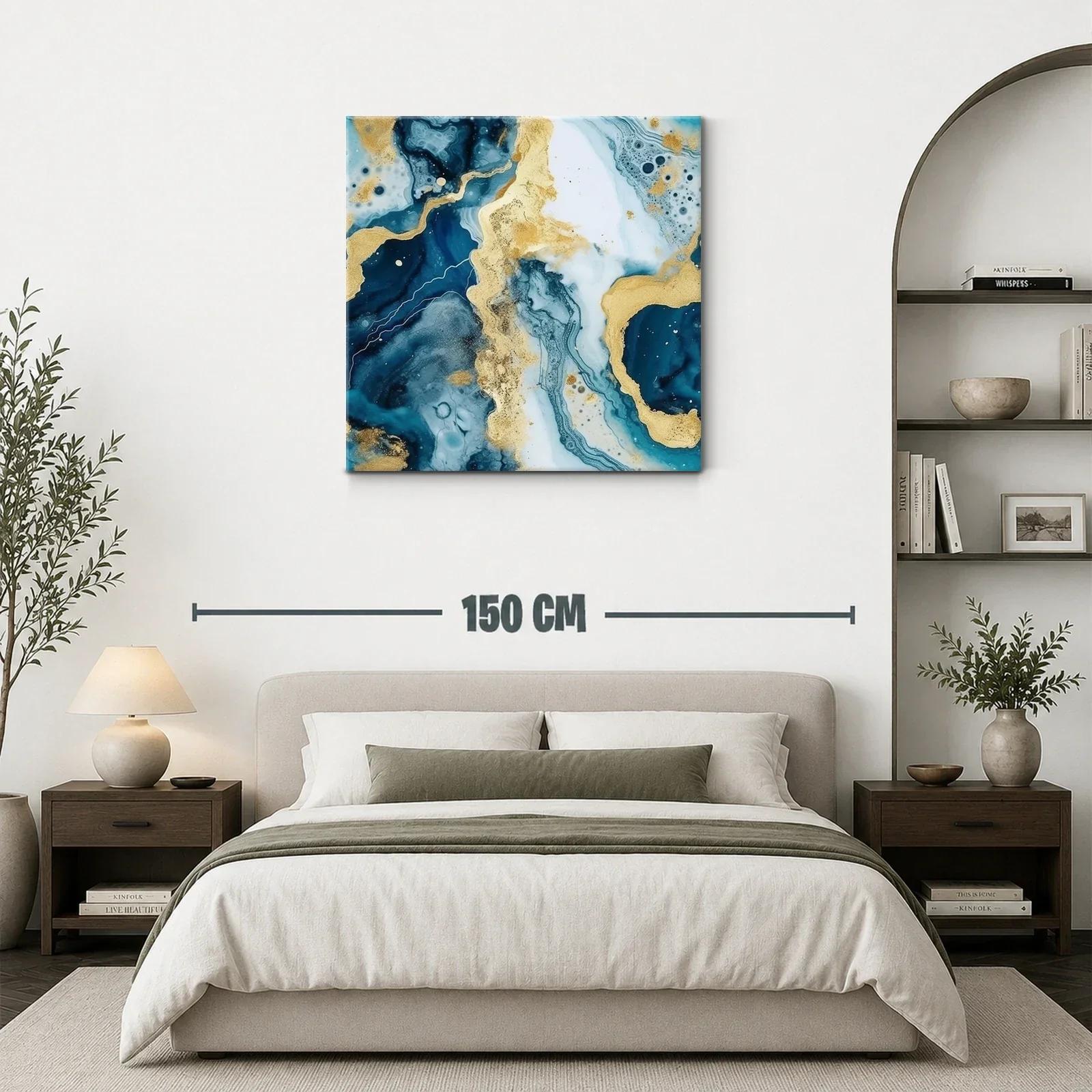 Arte abstracto en tonos azules y dorados sofisticados — miniatura 3