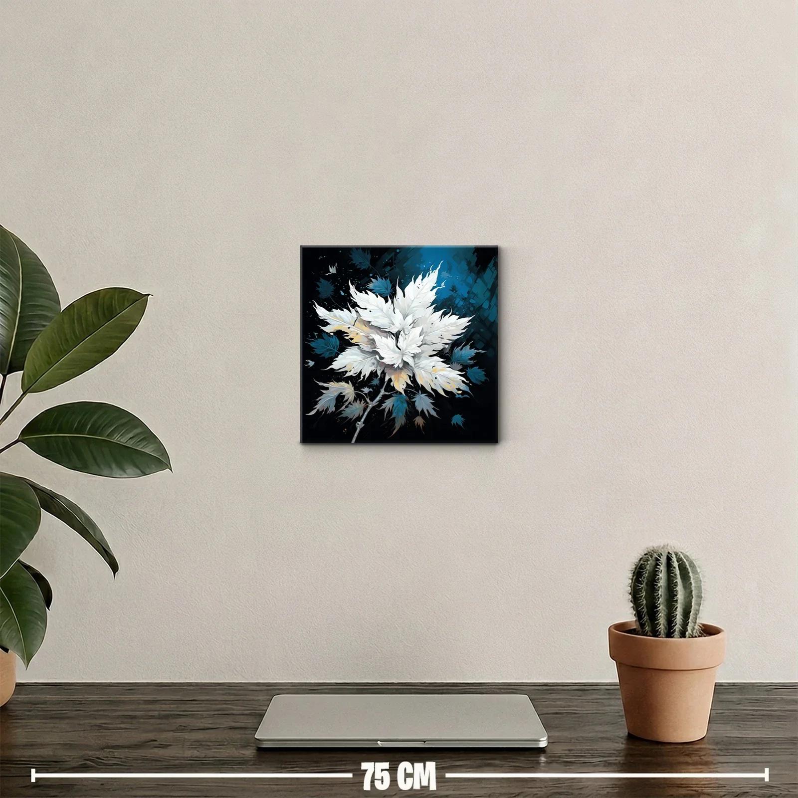 Ramo de hojas blancas con fondo azul oscuro elegante — miniatura 2