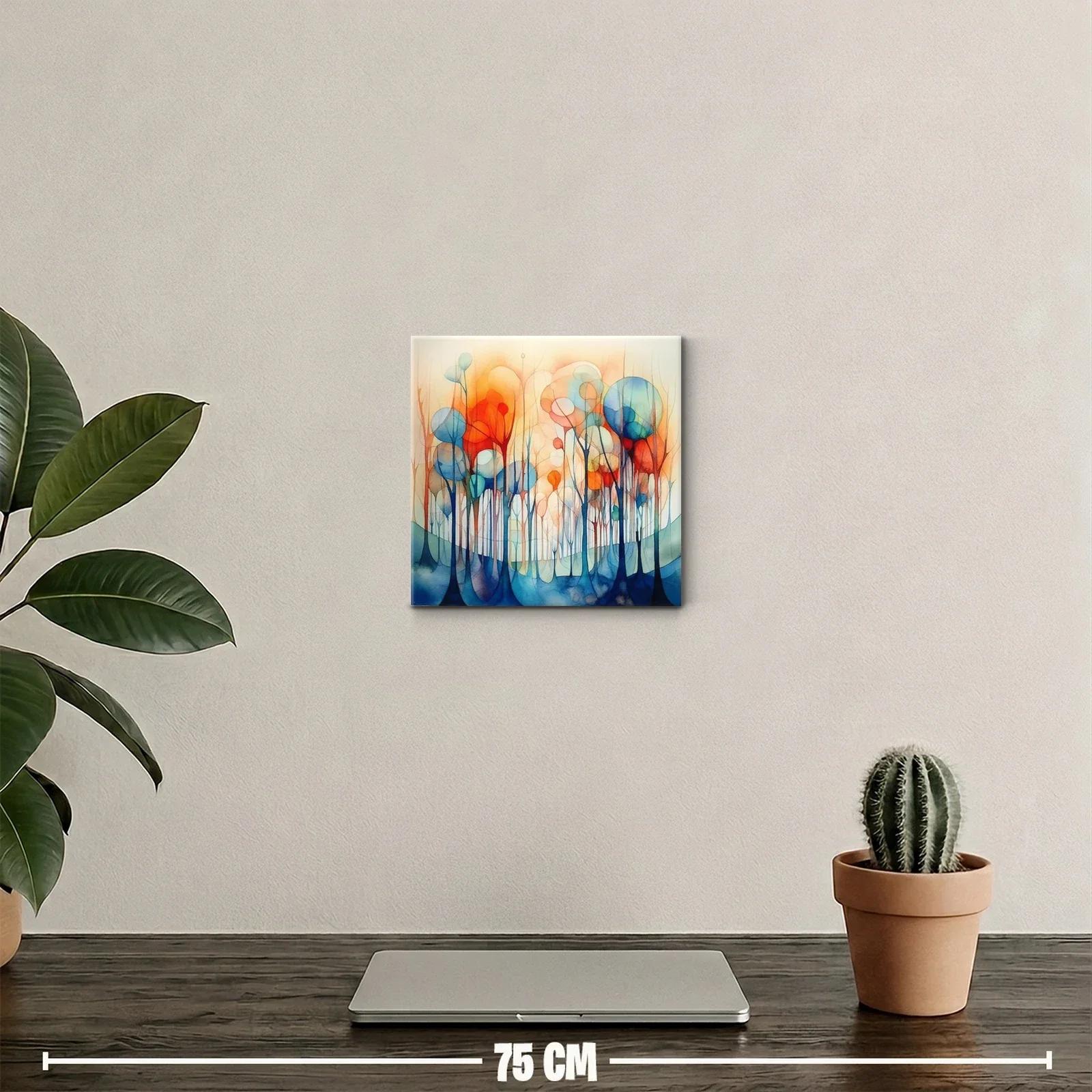 Bosque abstracto en tonos cálidos y fríos vibrantes — miniatura 2