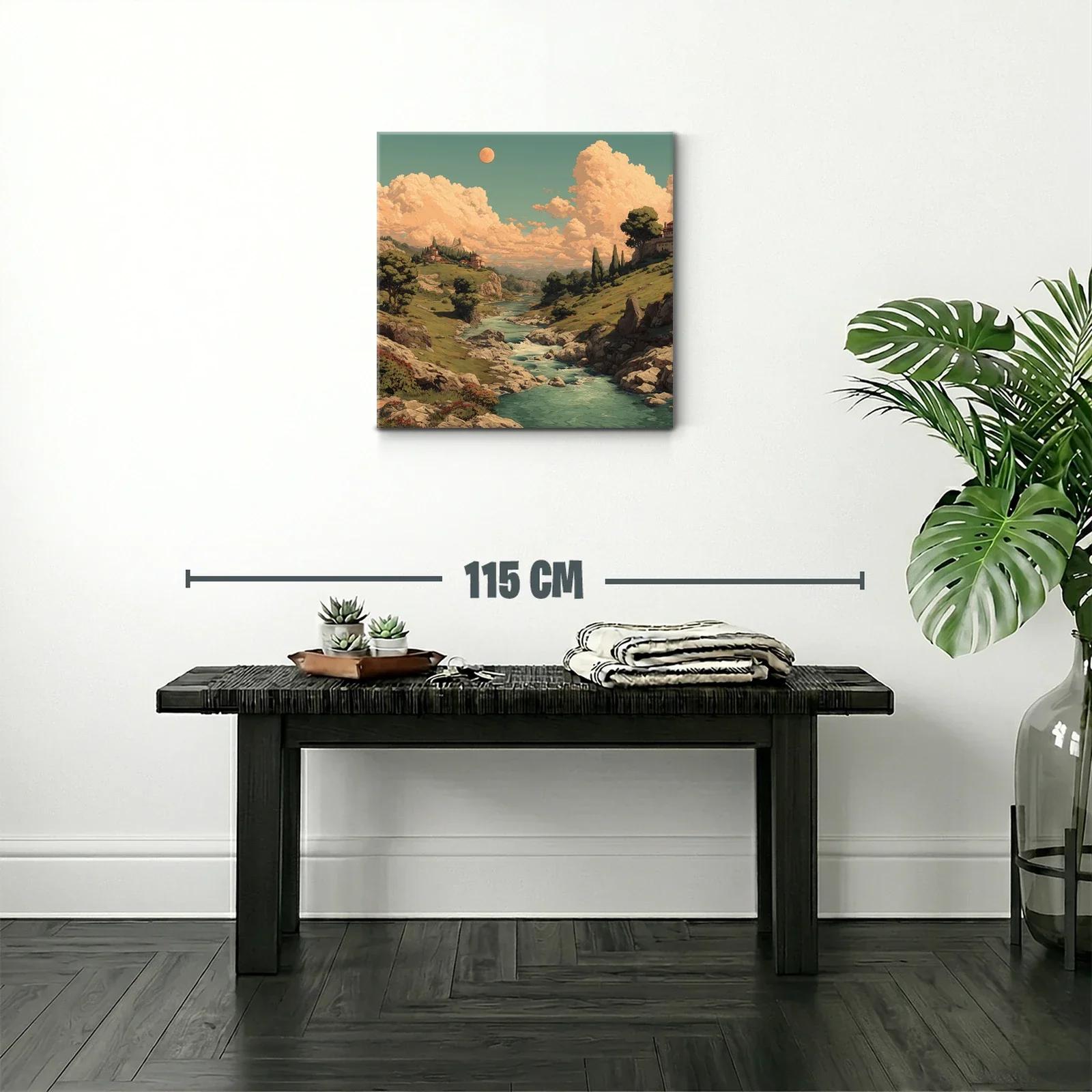 Paisaje campestre con río serpenteante al atardecer — miniatura 2