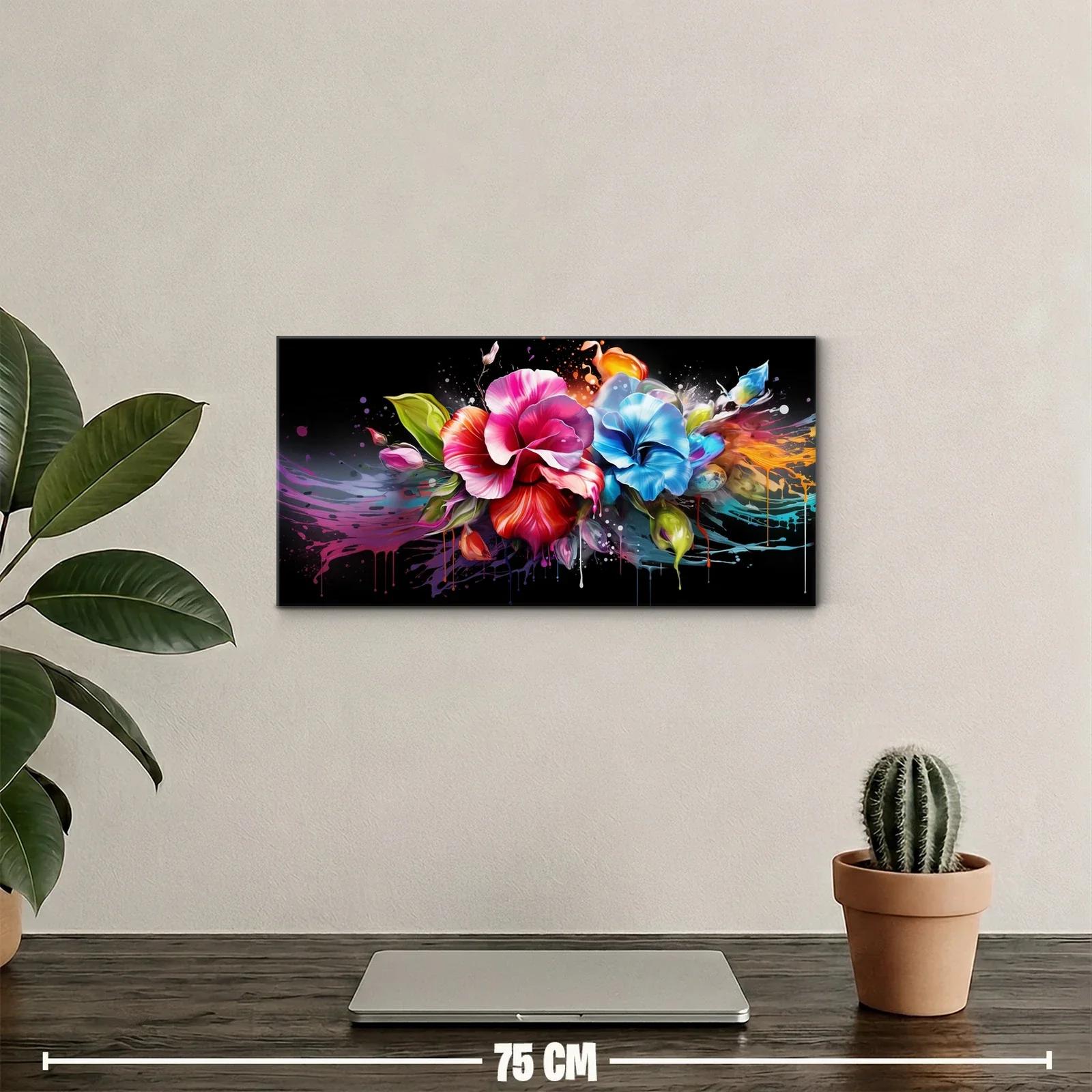 Cuadro flores tropicales de colores con salpicaduras — miniatura 2