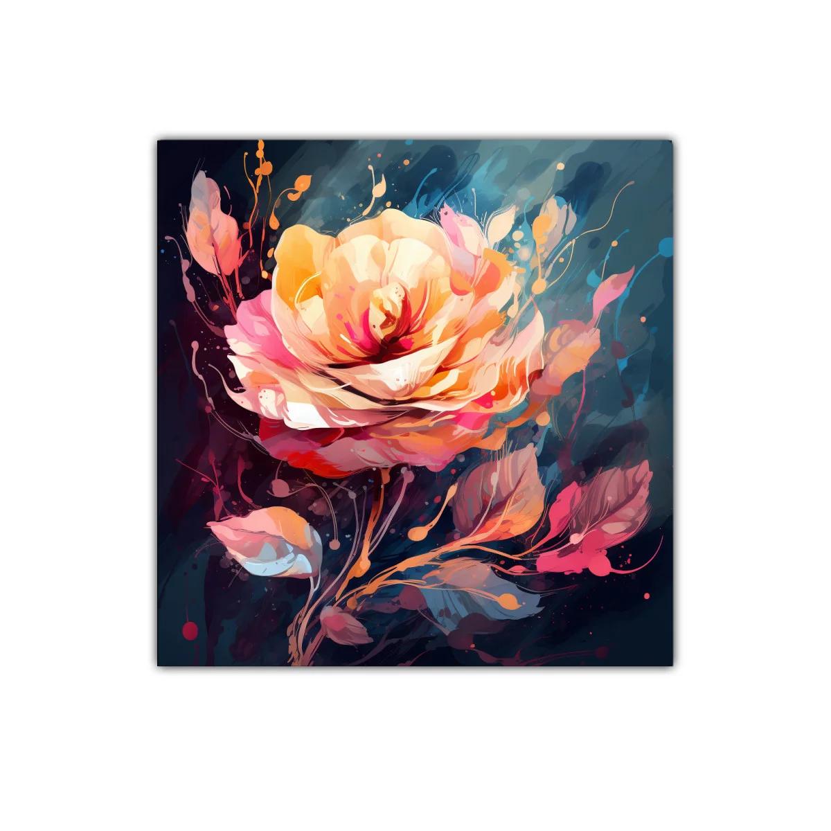 Impacto floral en tonos cálidos y suaves en fondo oscuro — imagen principal