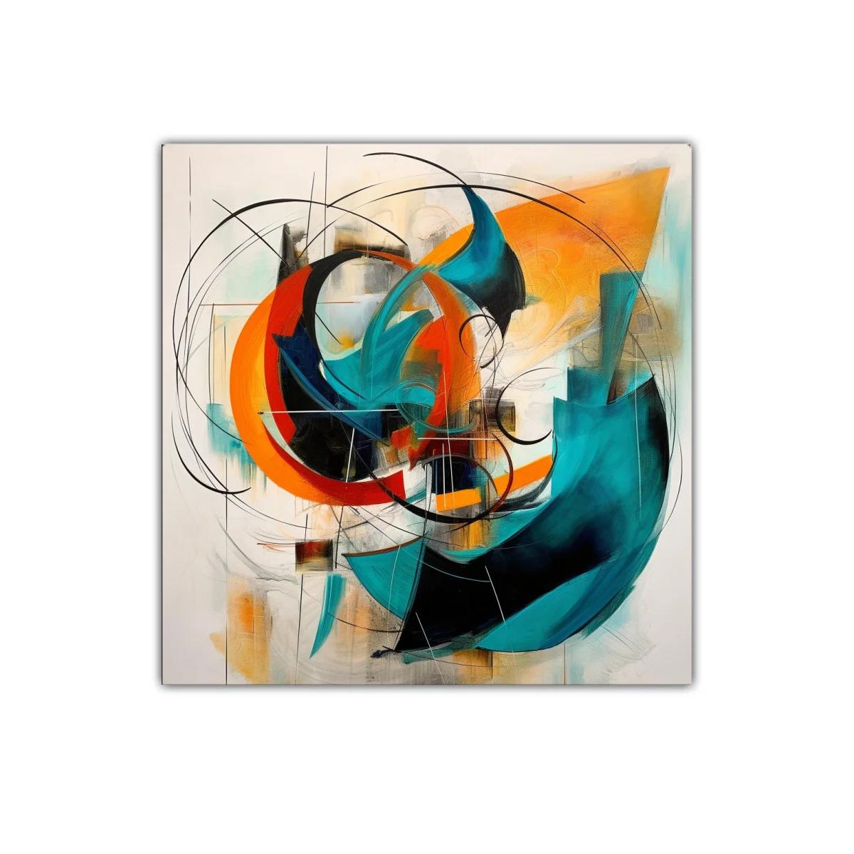 Cuadro abstracto con formas dinámicas en tonos vibrantes — miniatura 1