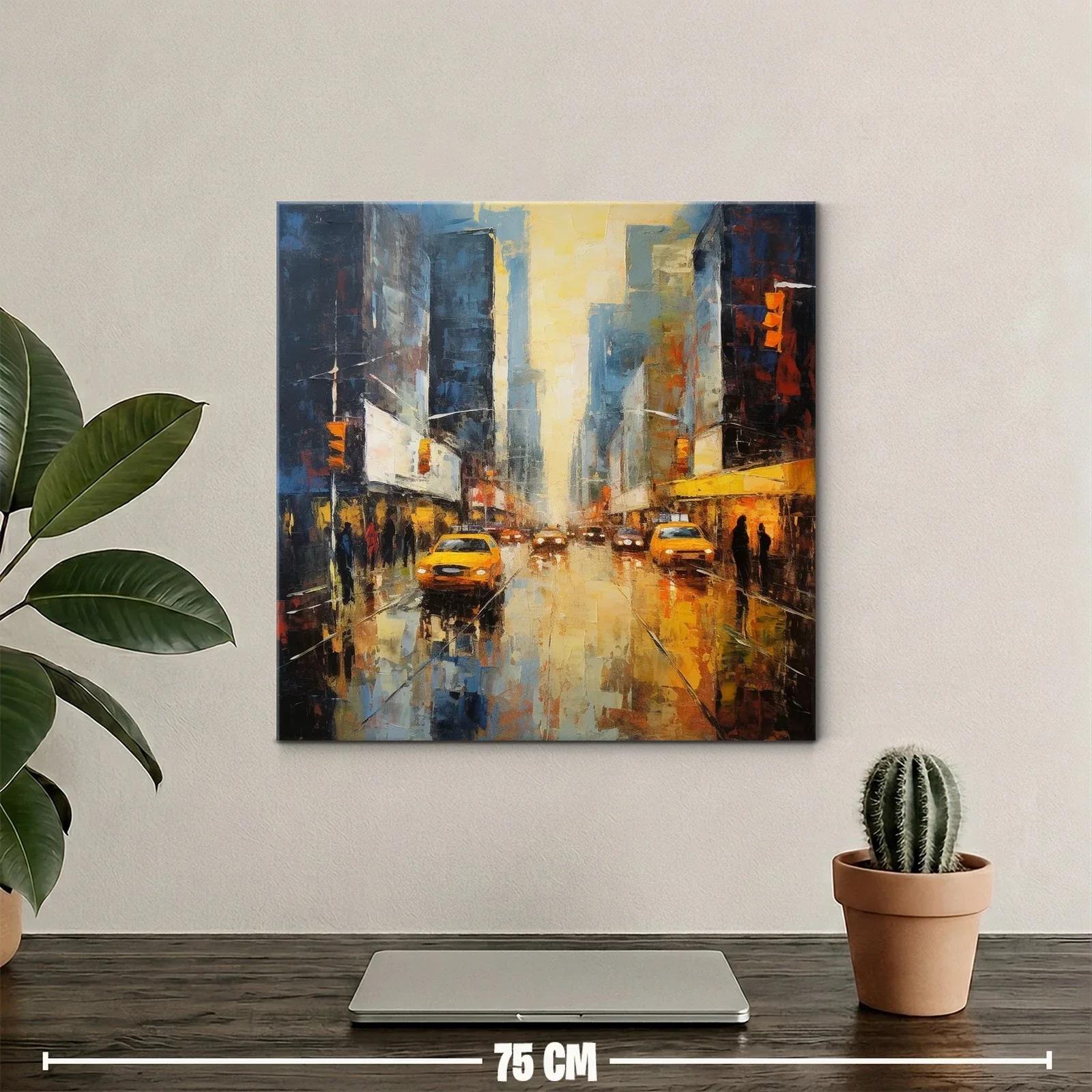 Ciudad vibrante con taxis en ambiente urbano iluminado — miniatura 2