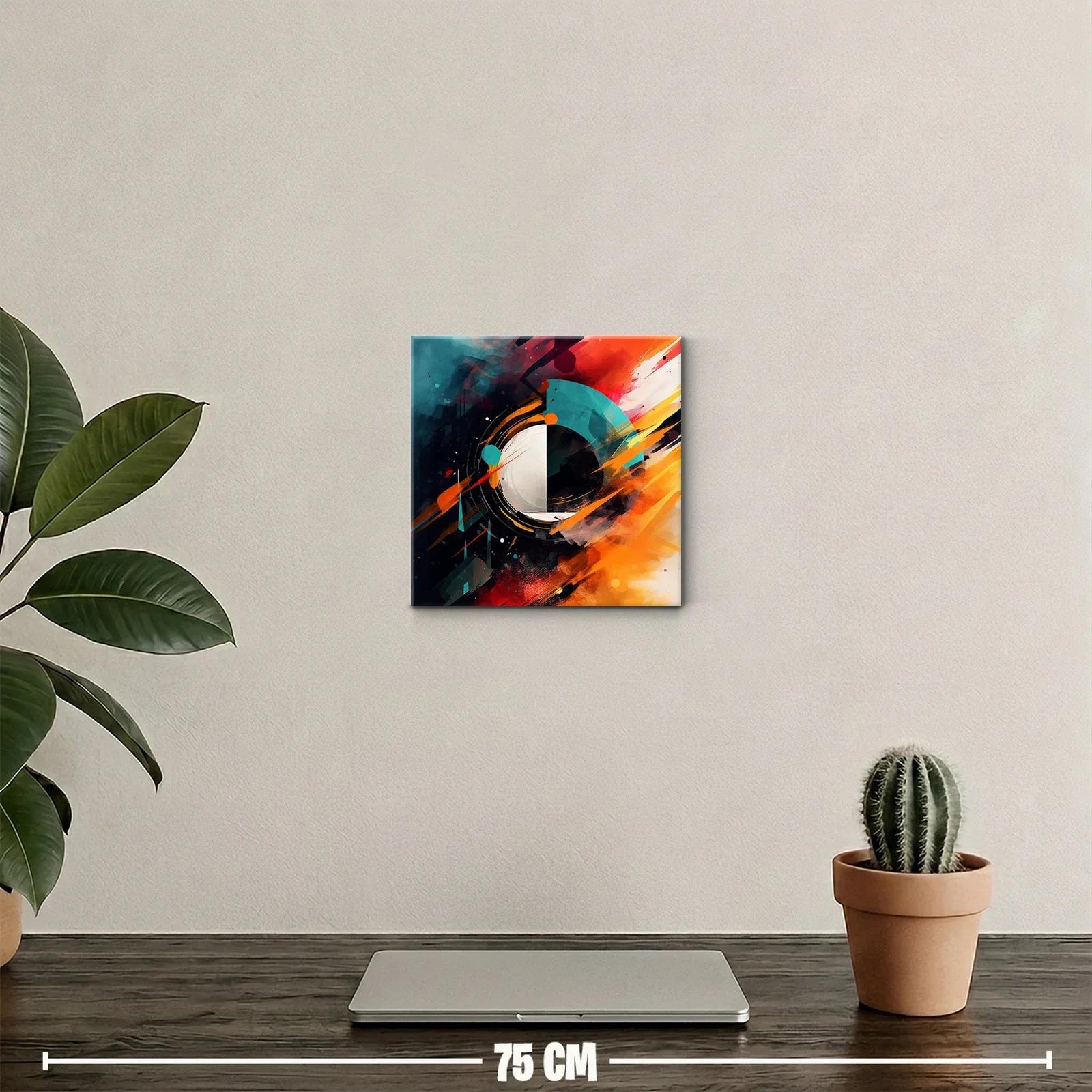 Cuadro abstracto con explosión de colores intensos y contrastes — miniatura 2
