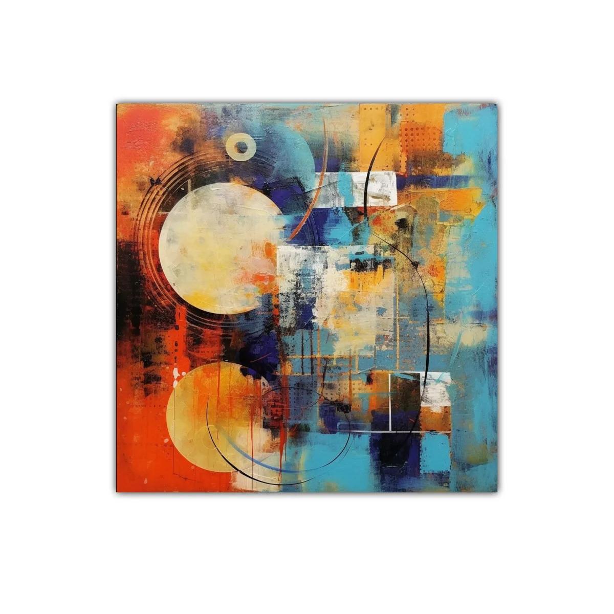 Cuadro decorativo abstracto con formas circulares y tonos cálidos