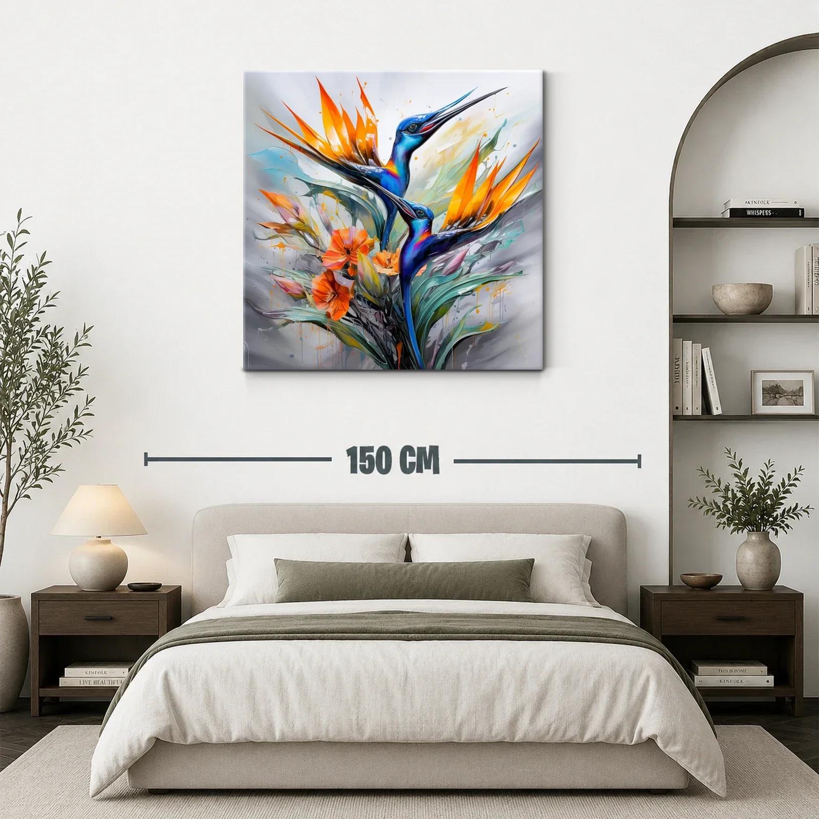 Elegancia vibrante con colibríes y flores exóticas — miniatura 3